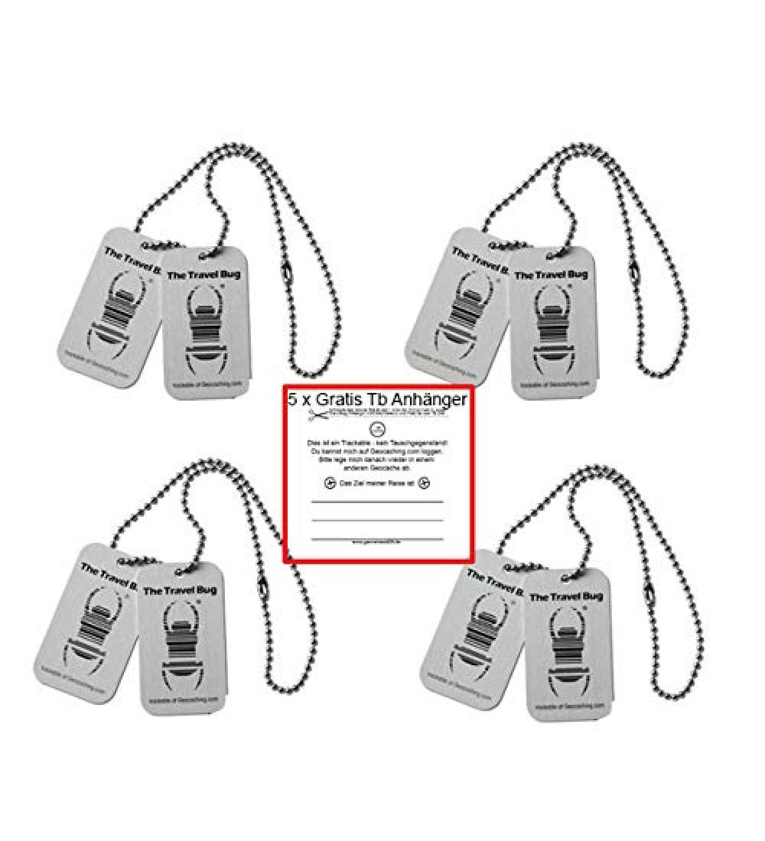 geo-versand 4 x Geocaching TravelBug Origin Silver CopyTag Standard Geocaching trackable Set