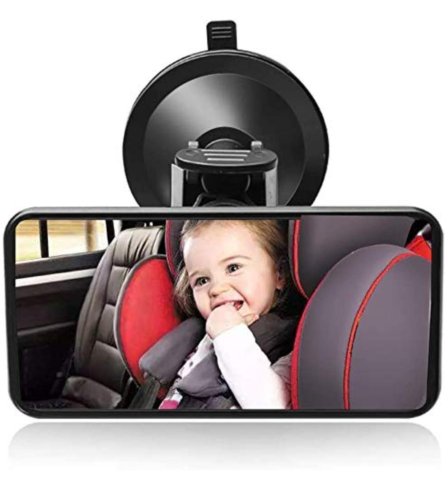 Adjustable Baby Car Mirror | Wide Angle Convex Rearview Mirror for Toddler | Suction Cup | Black - Buy Online on GoSupps.com