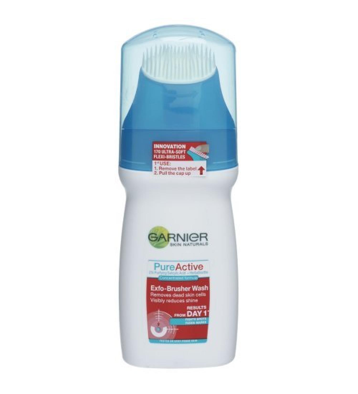 Garnier Skin Naturals Pure Active Exfo-brusher Wash 150ml Cleansing Brush