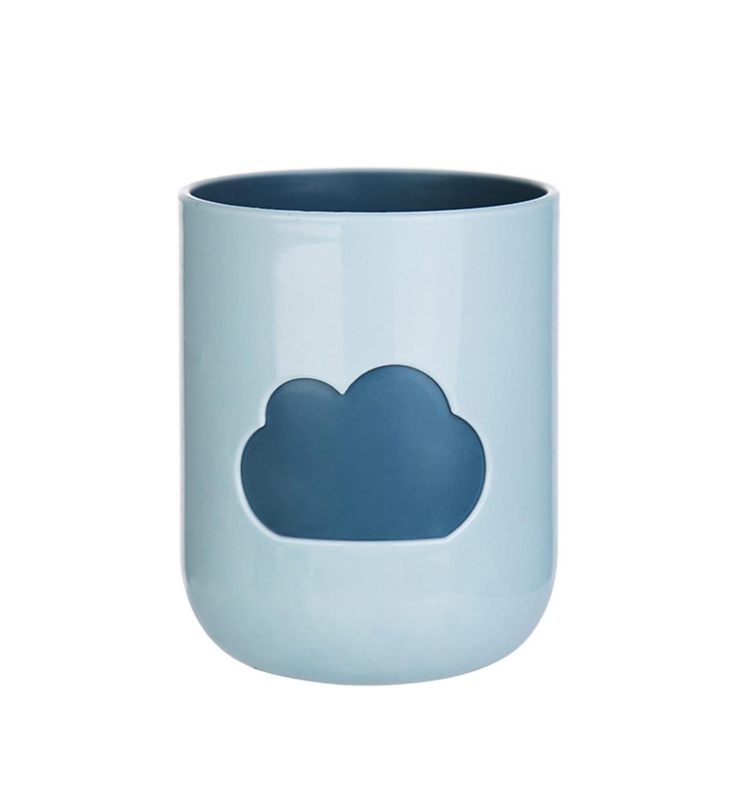 Digjobk Light Blue Toothbrush Mug - Creative & Simple Dental Cylinder Cup for Couples | Cloudwash Handle | Perfect Household Bathroom Accessory - Buy Online on GoSupps.com
