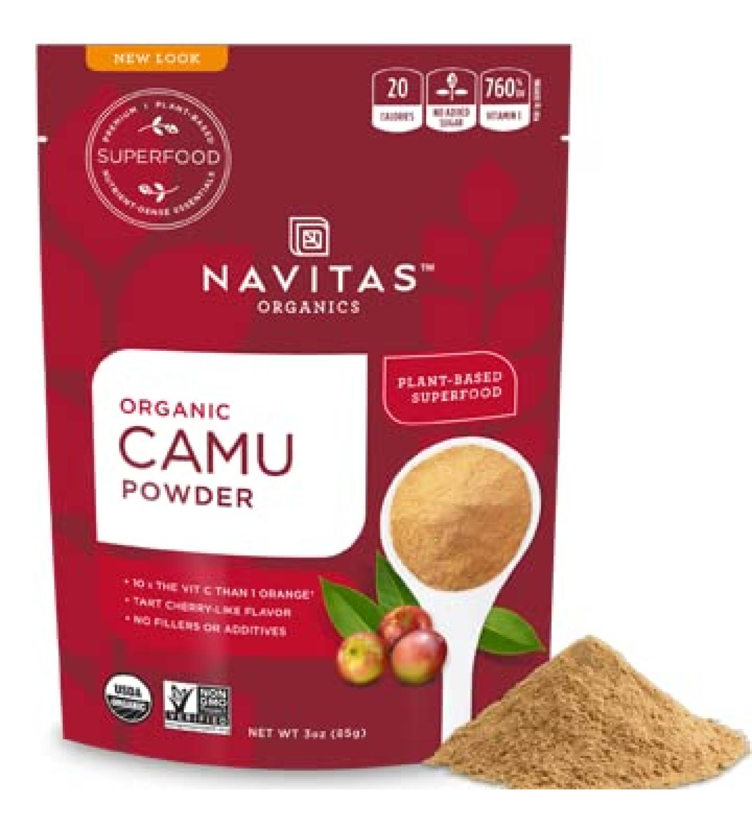 Navitas Organics Camu Camu Powder 3 oz. Bag - Organic, Non-GMO, Gluten-Free | 17 Servings - Buy Online on GoSupps.com