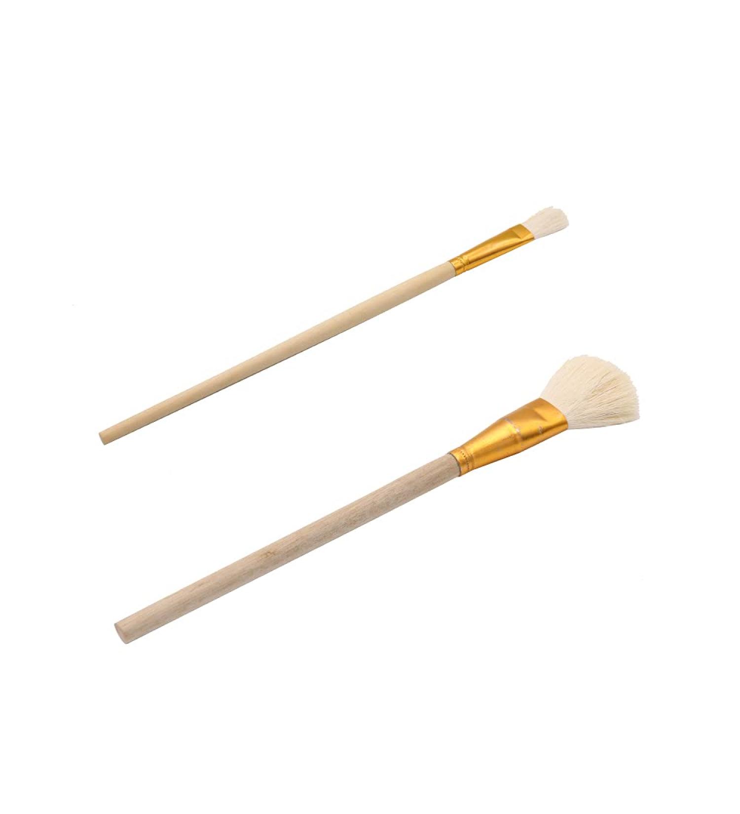 Goat Hair Gilding Brush - Leaf Sweeper Paint Brush for Edible Gold Leaf, Flakes, Sheets - Set of 2 Brushes - Buy Online on GoSupps.com