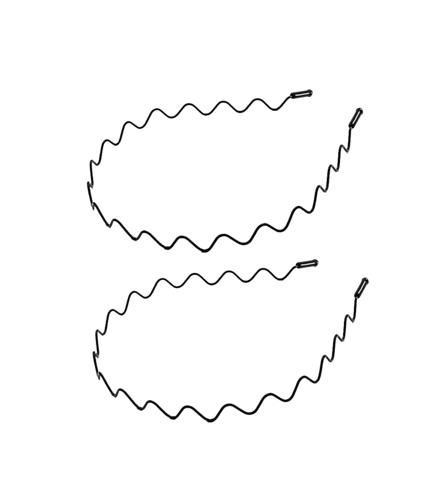 2 Pieces Metal Hair Band Set - Unisex Non-Slip Elastic Headband for Sports Yoga and Makeup - Durable Wave Design International Shipping Available - Buy Online on GoSupps.com