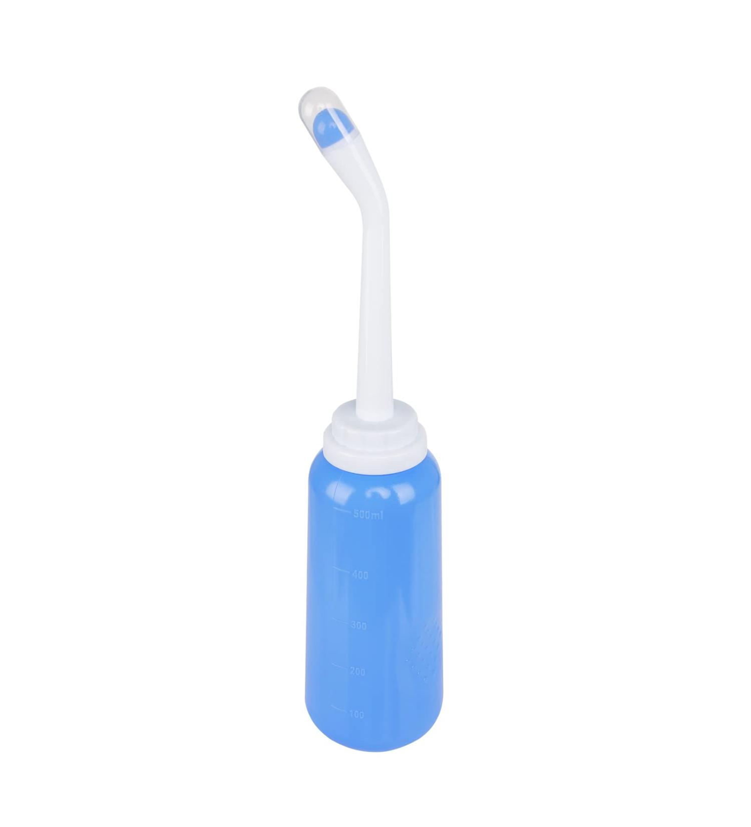Traveler Portable Bidet Spray - 500ml Reusable Hand Bidet Bottle with Double Nozzle for Personal Hygiene | Ideal for Pregnancy and Geriatric Care - Blue - Buy Online on GoSupps.com