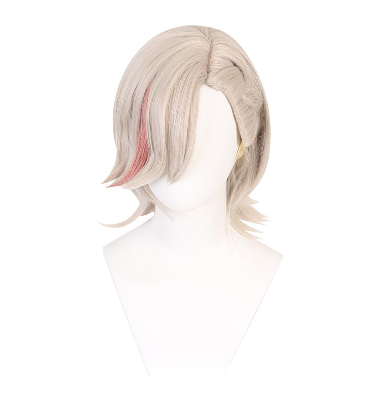 Gray & Red Long Wig for Lyney Cosplay | Genshin Impact Synthetic Heat-Resistant Hair - Buy Online on GoSupps.com