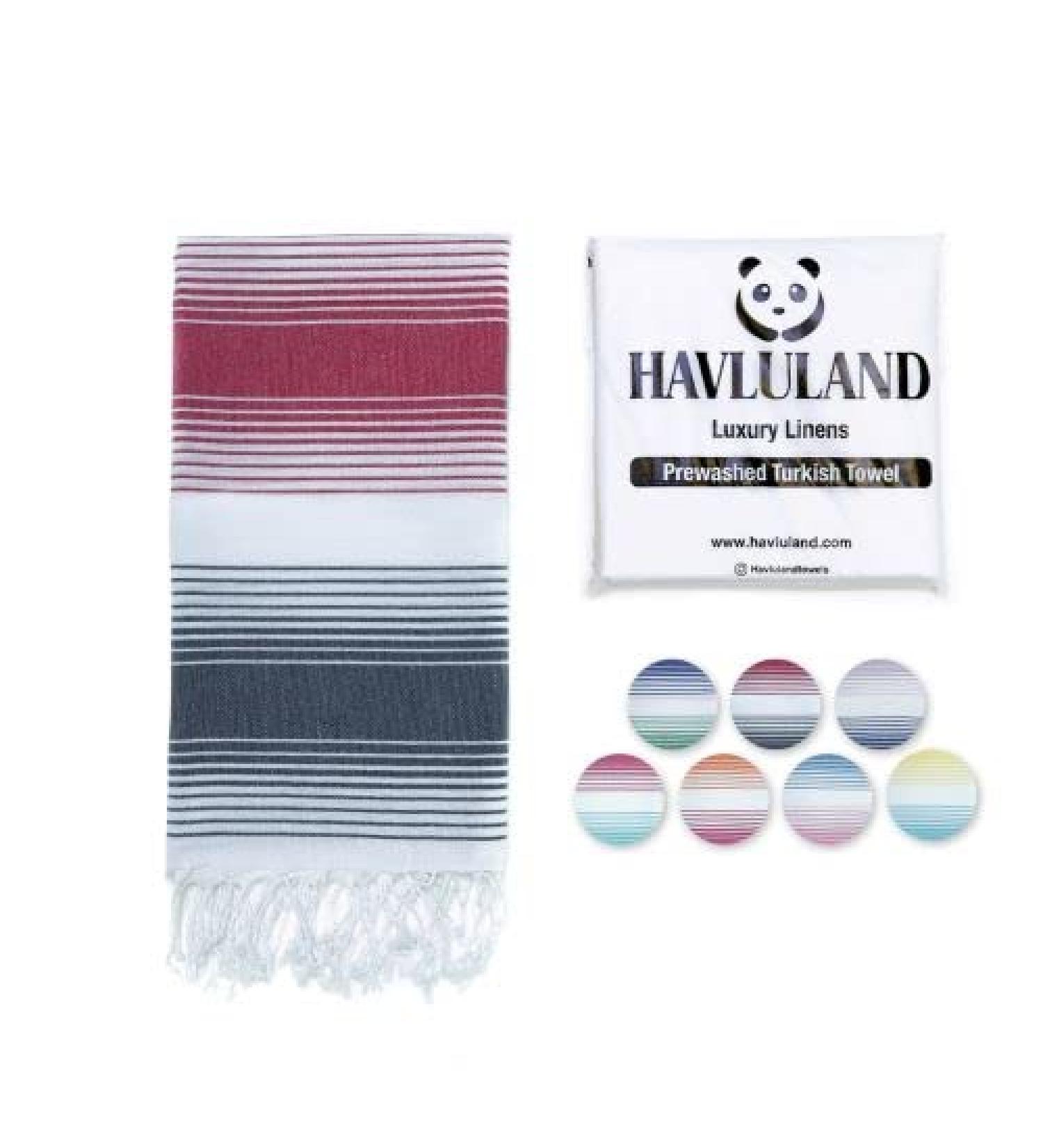 HAVLULAND Turkish Beach Towel 100% Cotton Oversized 71x39 - Navy/Blue - Buy Online on GoSupps.com