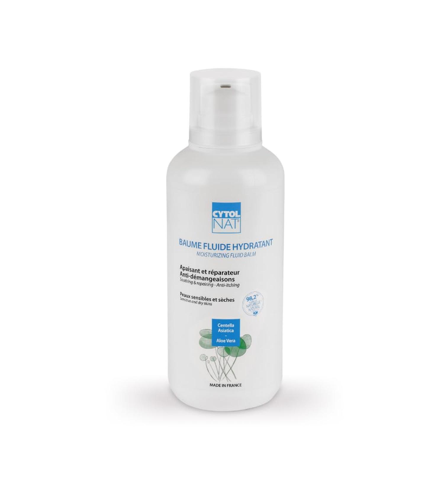 CYTOLNAT - Moisturizing Fluid Balm - Moisturizes Soothes Repairs Anti-itch - Allows Immediate Dressing - Sensitive Skin - Face and Body - Natural Formula - 400 ml - Buy Online on GoSupps.com