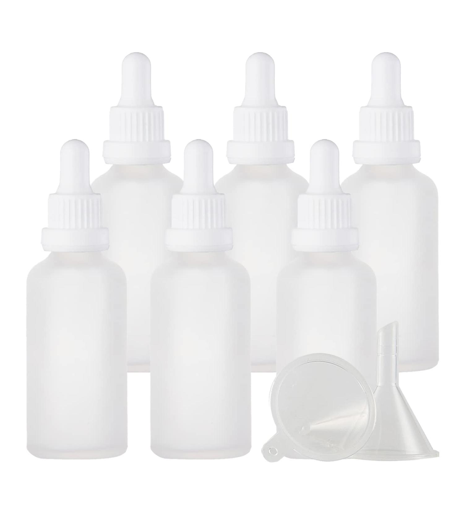 Zeoabsy 6-Piece 50ml Frosted Clear Glass Pipette Bottles - Ideal for Essential Oils & Aromatherapy - Empty Drip Bottles with White Lock Ring - Buy Online on GoSupps.com