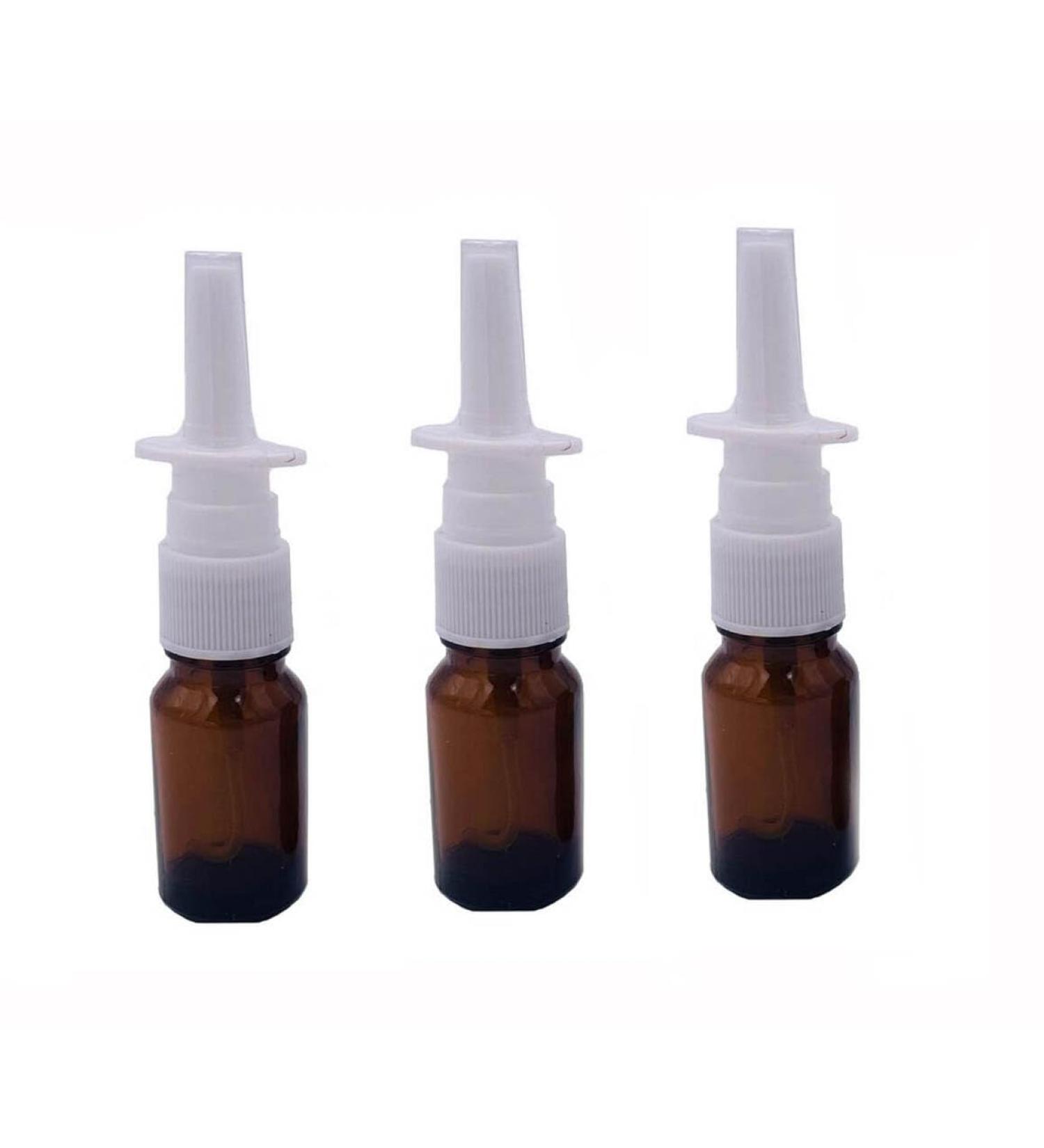 3PCS 5ML Amber Glass Nasal Spray Bottles - Refillable Pump Sprayer for Medical Use & Cleansing  - Buy Online on GoSupps.com