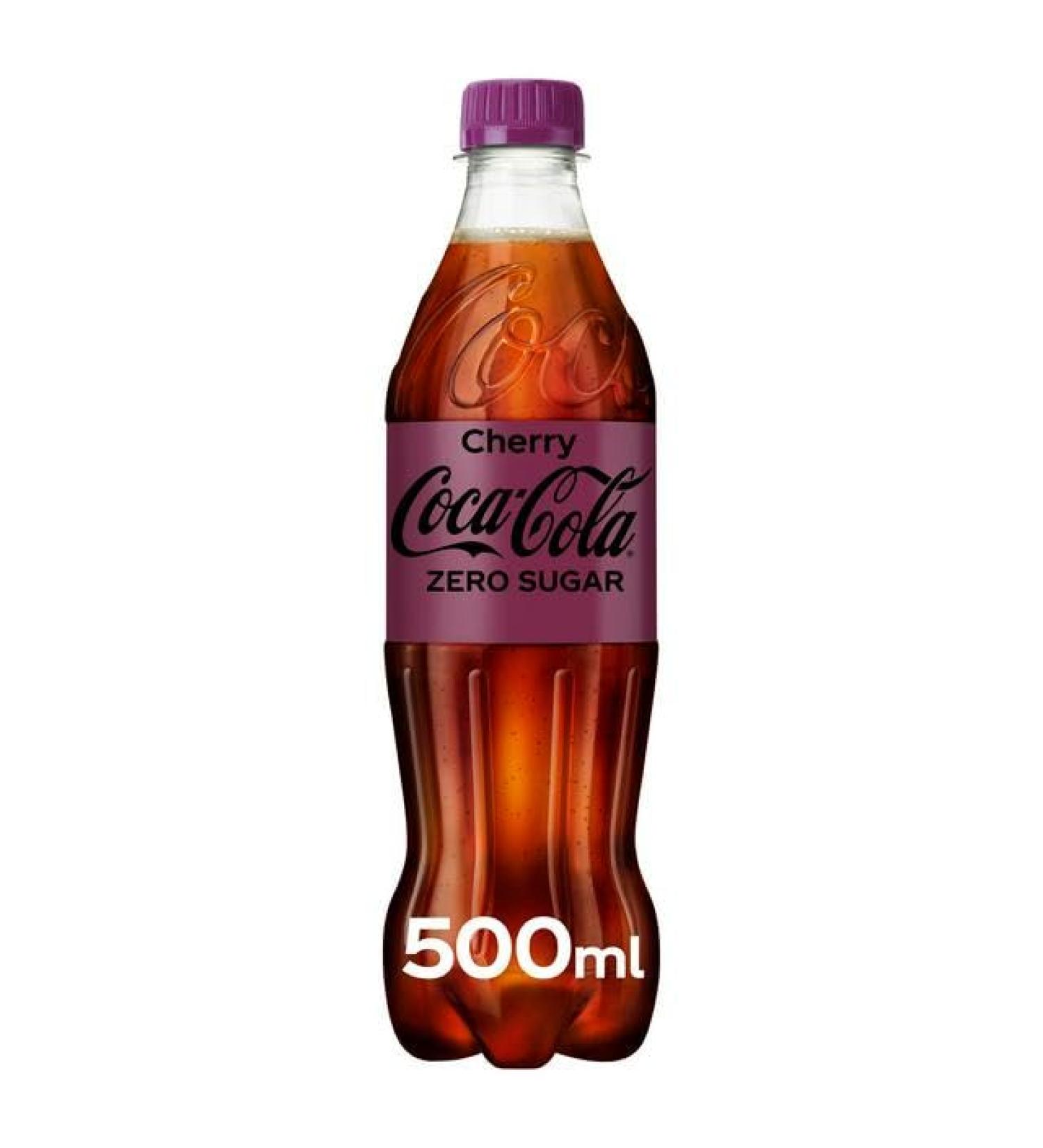 Coke Zero Cherry Soft Drink 500ml Bottles No Added Sugar Refreshing Great Taste (24 Bottles x 500ml) Cherry 24 Bottles x 500ml