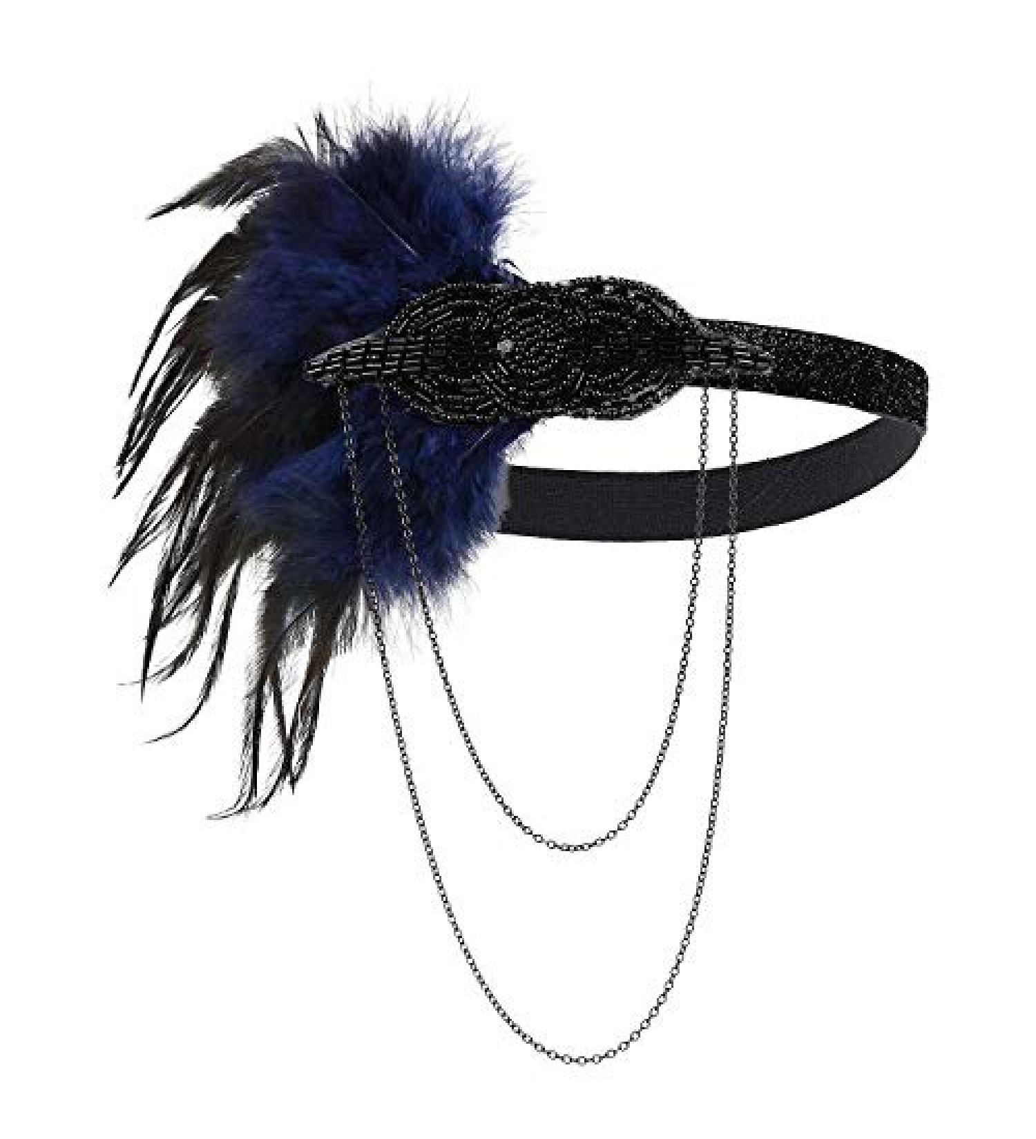 Iwobi Gatsby Feather Headband | Vintage Flapper Party Accessory | Classic Theme Accessories - Buy Online on GoSupps.com