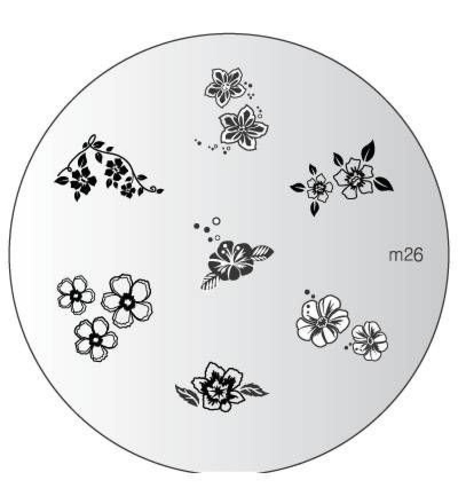 Stamping stencil m26 by KONAD - FLOWERS BLOSSOMS ROSES - CUTE NAILS