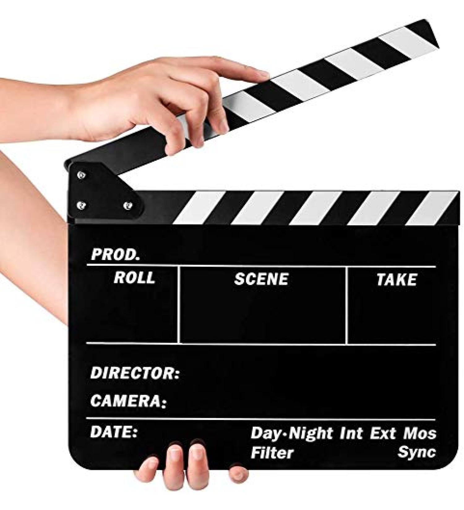 Sedremm Dry Erase Director's Film Movie Clapperboard Slate for Film TV MovieCut Action Scene (10x12in/24.5x30cm) White Clapboard and Colorful Stick - Buy Online on GoSupps.com