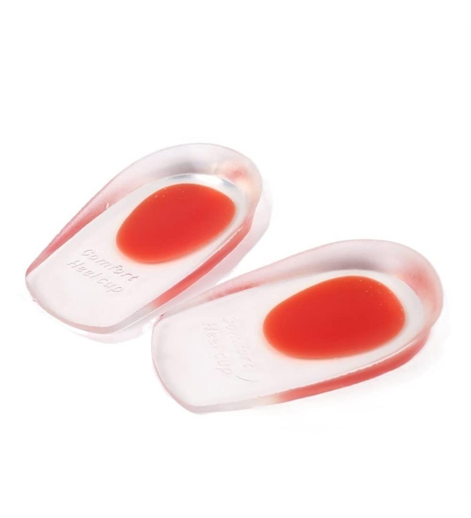 Heel Liner GEL Shock Absorption Shoe Lift Heel Protectors Adult Breathable Stand for Plantar Fasciitis and Heel Blister Prevention(Red X-Large)