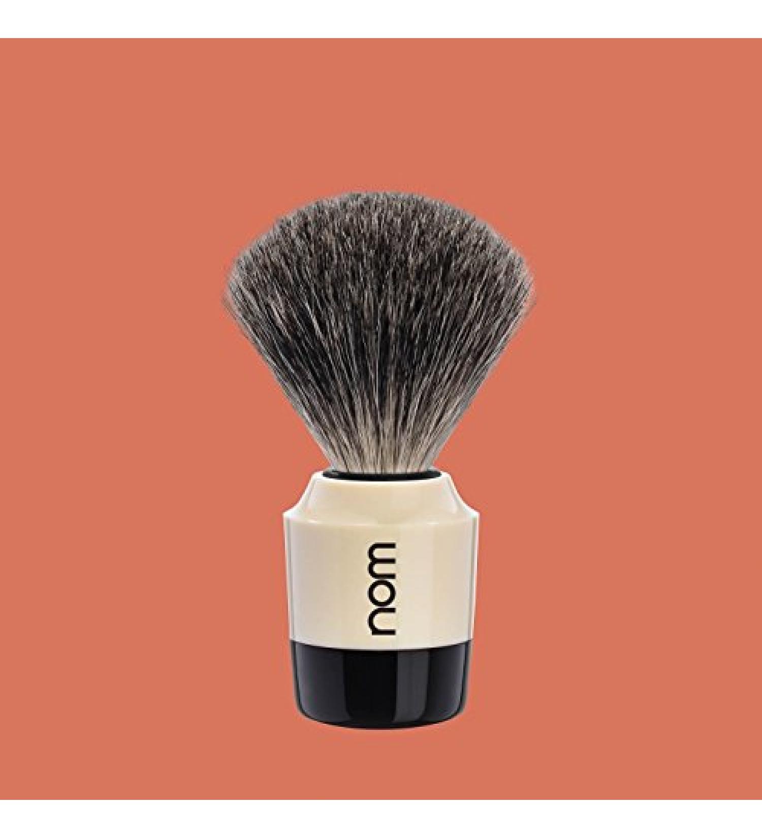 nom - Shaving brush - MARTEN series - Pure badger hair - Plastic black/cream