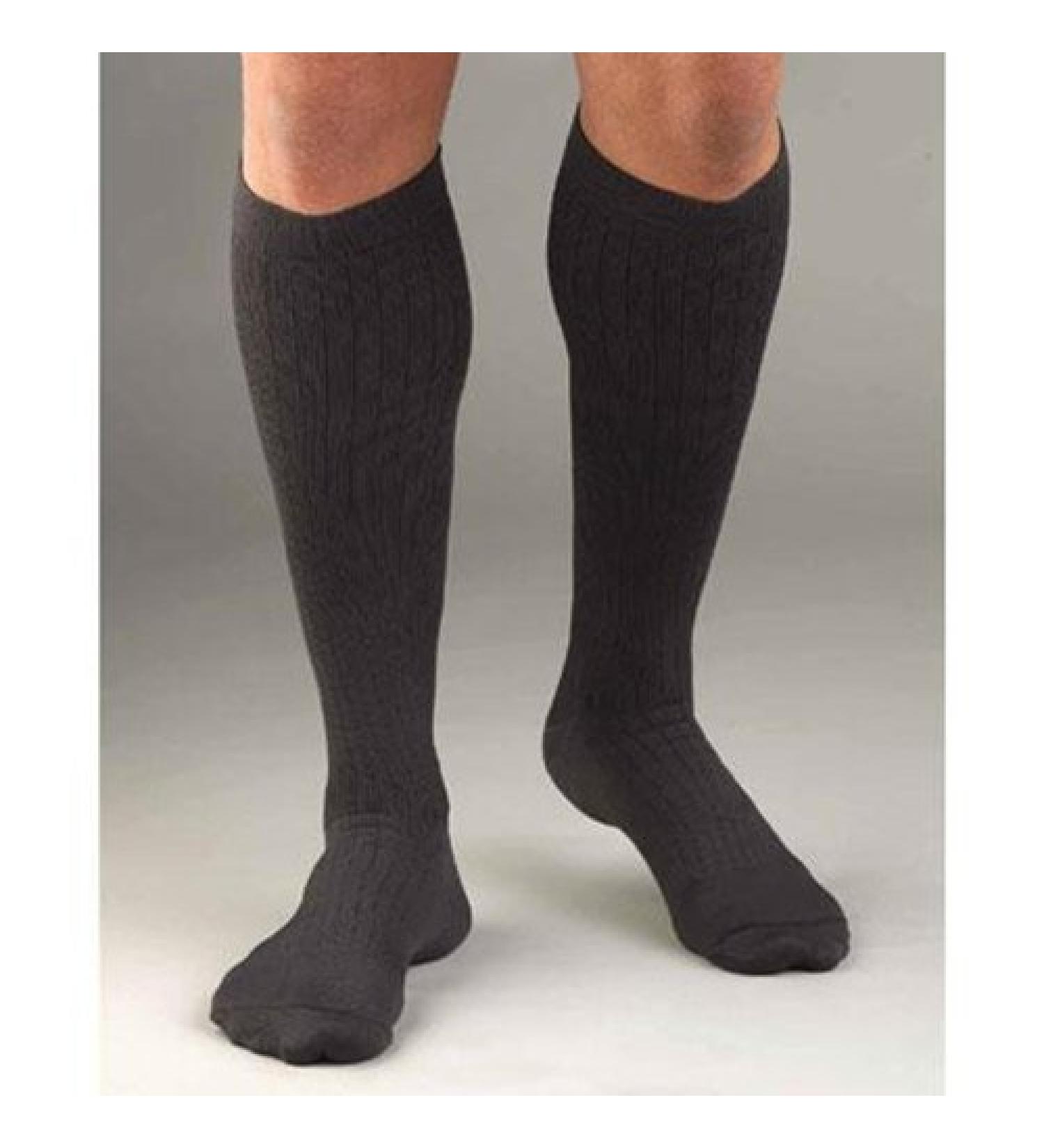 Activa Men's Microfiber Pinstripe Compression Dress Socks 20-30 mmHg Small Black