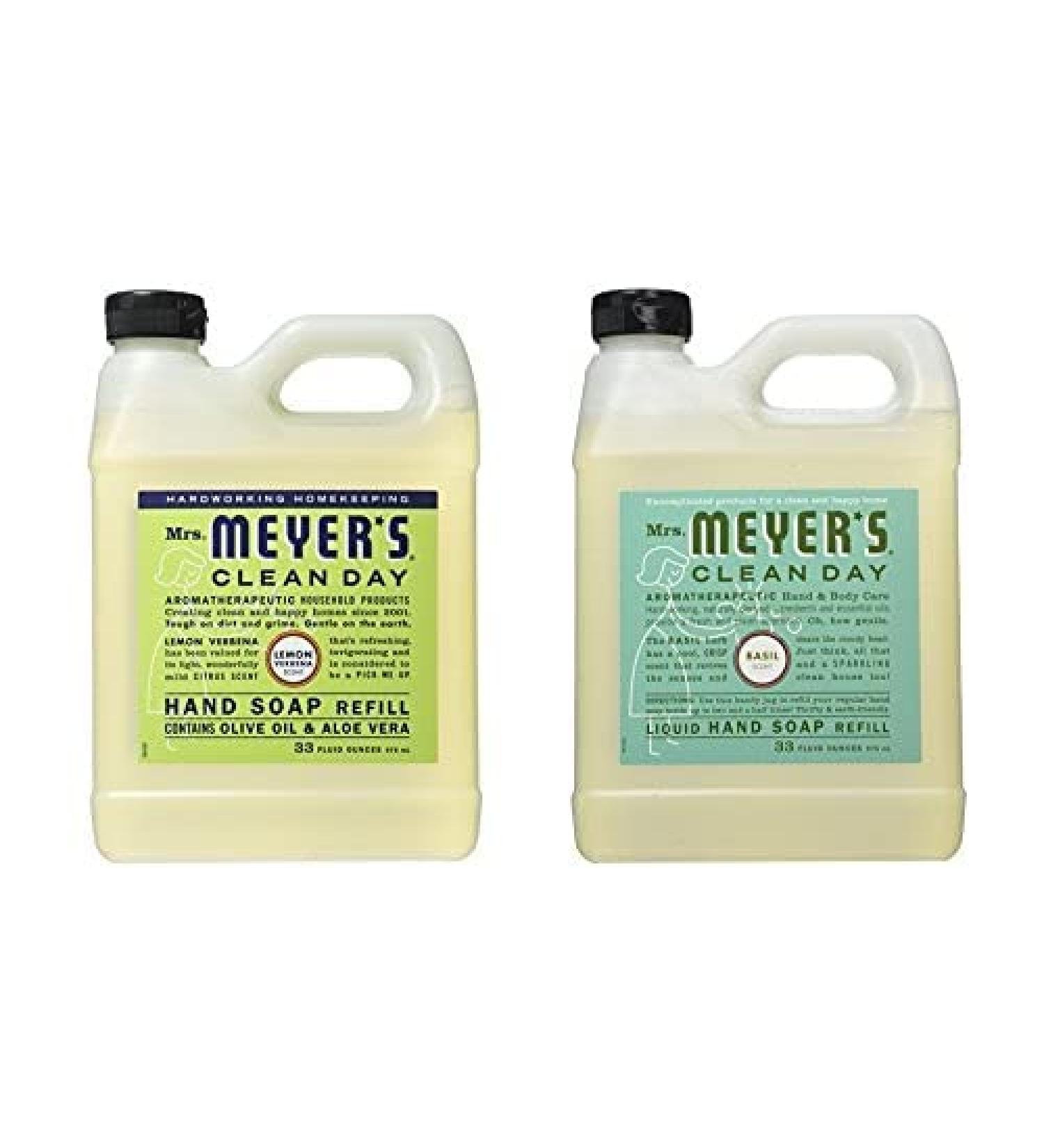MRS. MEYER'S CLEAN DAY Liquid Hand Soap Refill Lemon Verbena and Basil Variety Pack - 33 FL Oz (2 Pack) - Buy Online on GoSupps.com