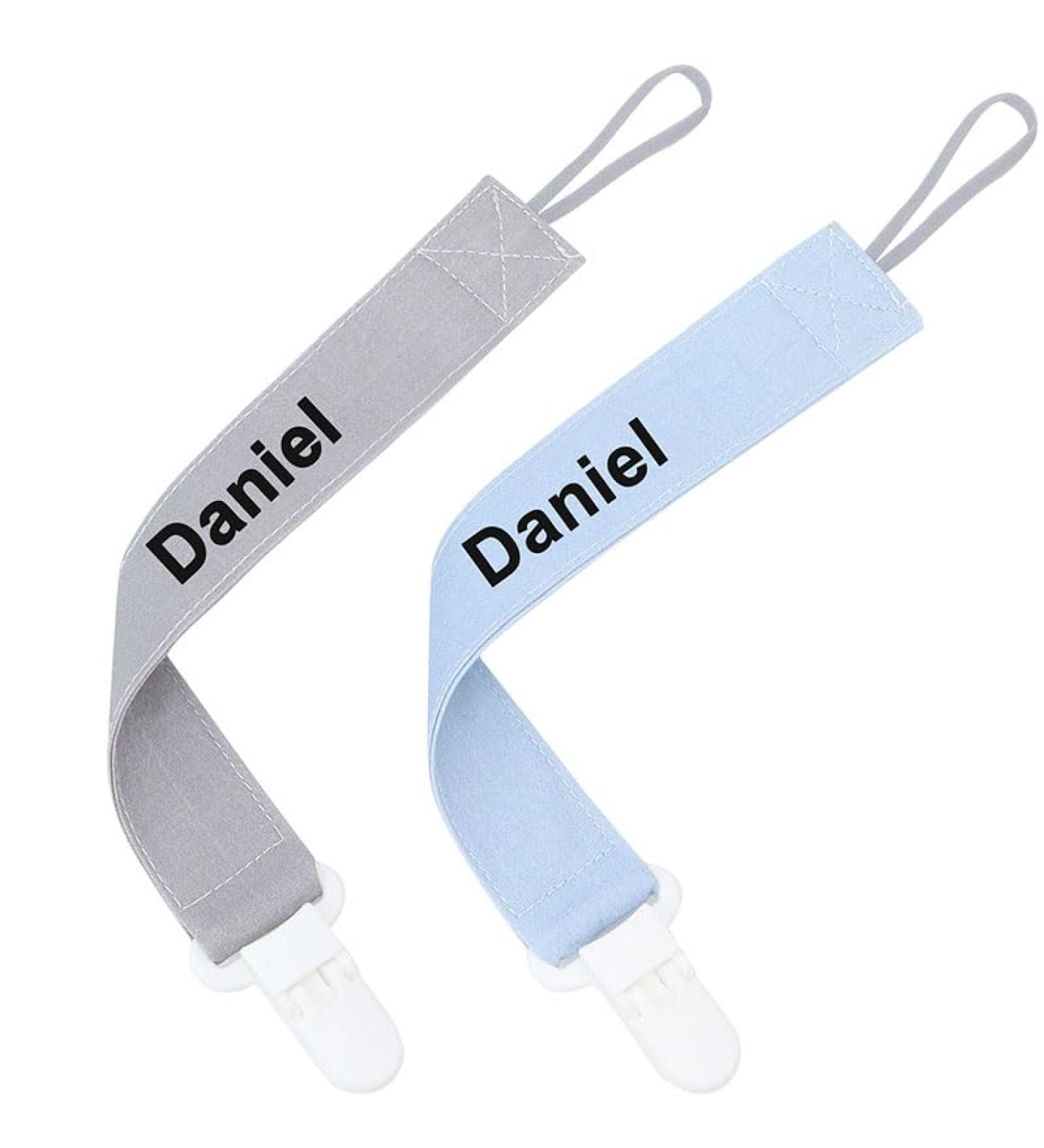Personalized Pacifier Chain with Names | Ideal Baby Shower Gift | Universal Pacifier Holder (Gray + Blue) - Buy Online on GoSupps.com