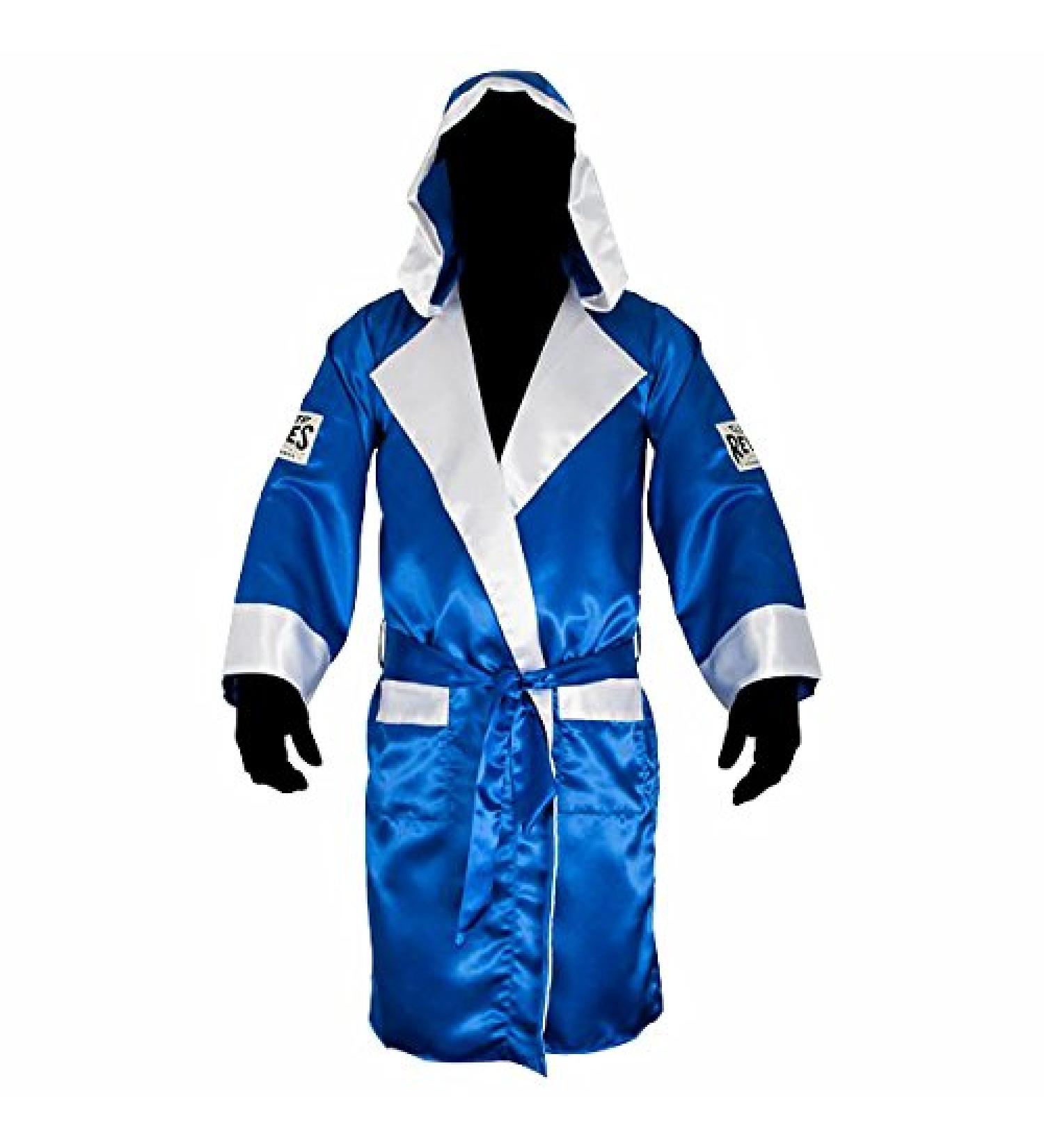 Cleto Reyes Satin Boxing Robe Hood - X-Large - Blue/White - Buy Online on GoSupps.com