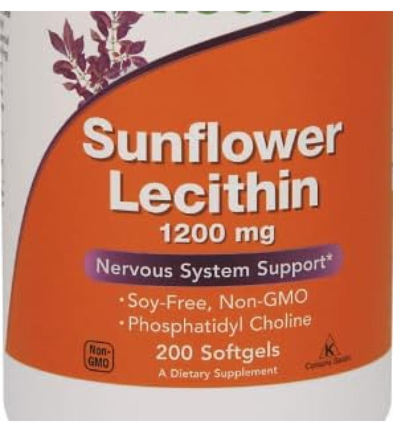 Sunflower Lecithin 1200 mg Dietary Supplement Soy-Free GMO-Free 200 Capsules - Buy Online on GoSupps.com