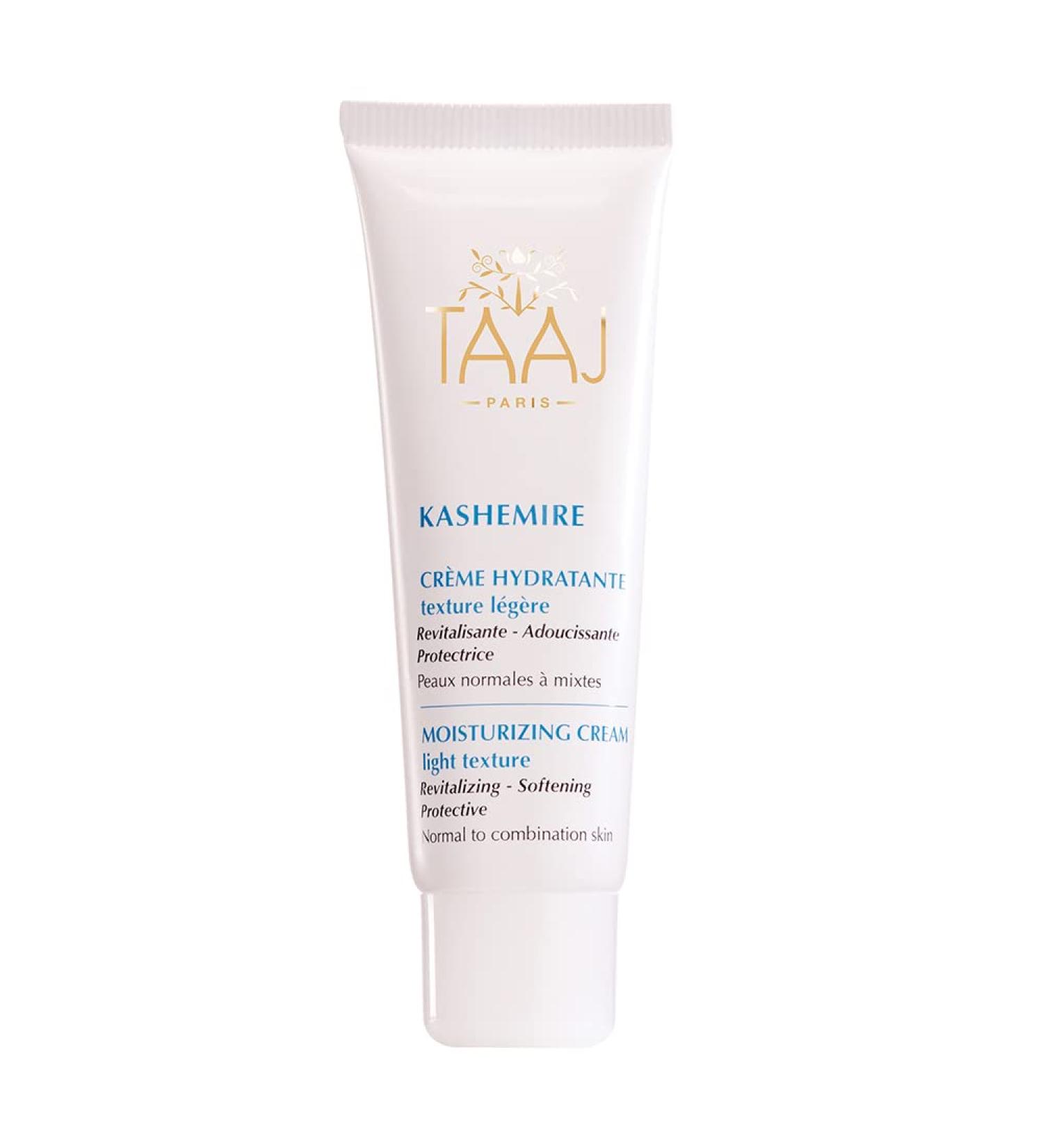 TAAJ | Moisturising cream with light texture - KASHEMIRE | Revitalises moisturises protects and softens the skin | Soft supple and fresh skin | Vitamin A E and minerals | Vegan | Aloe Vera | 50 ml - Buy Online on GoSupps.com
