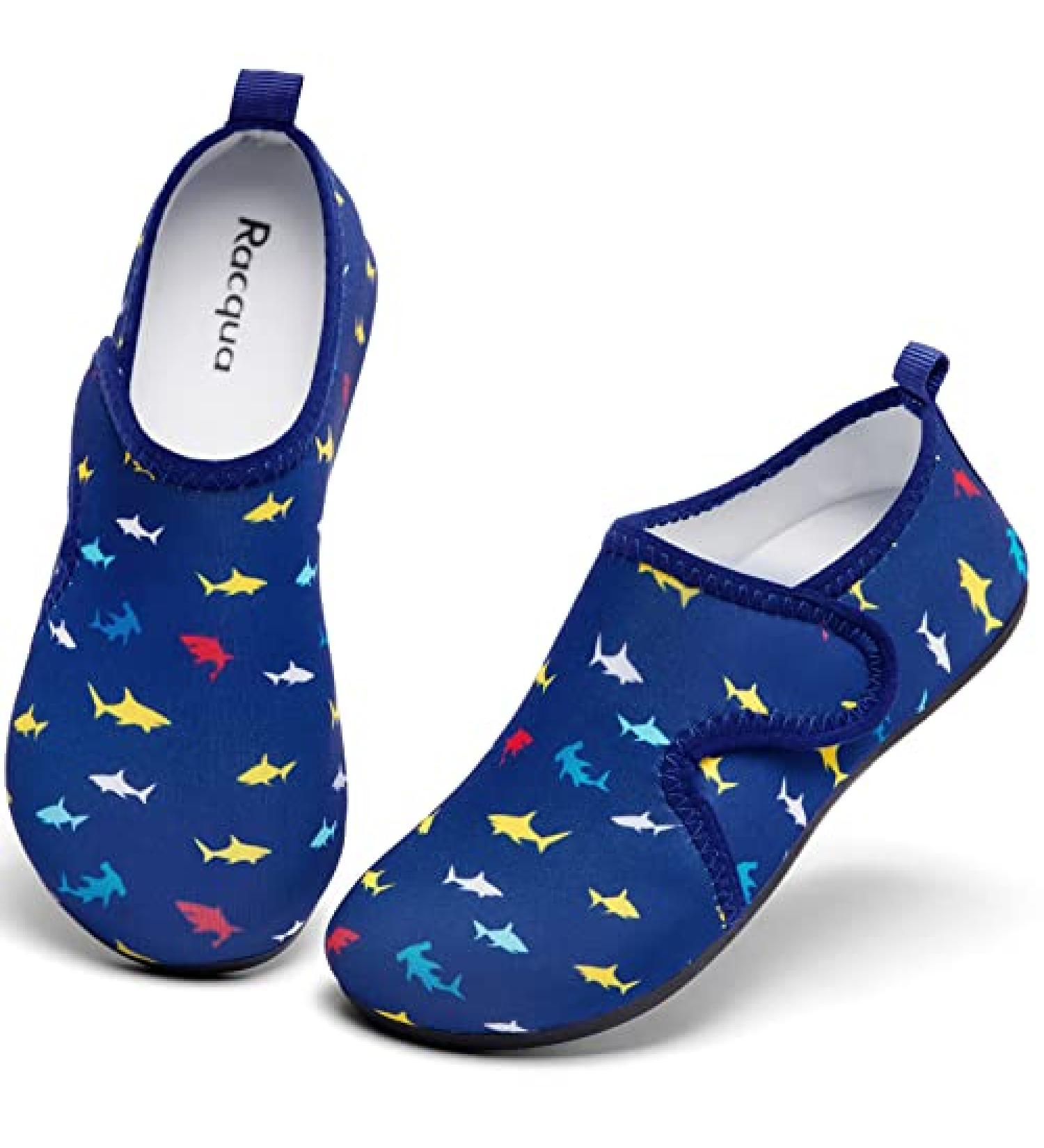 Racqua Kids Water Shoes - Lightweight Beach Swim Aqua Socks 11-11.5 Little Kid Shark/Blue - Buy Online on GoSupps.com