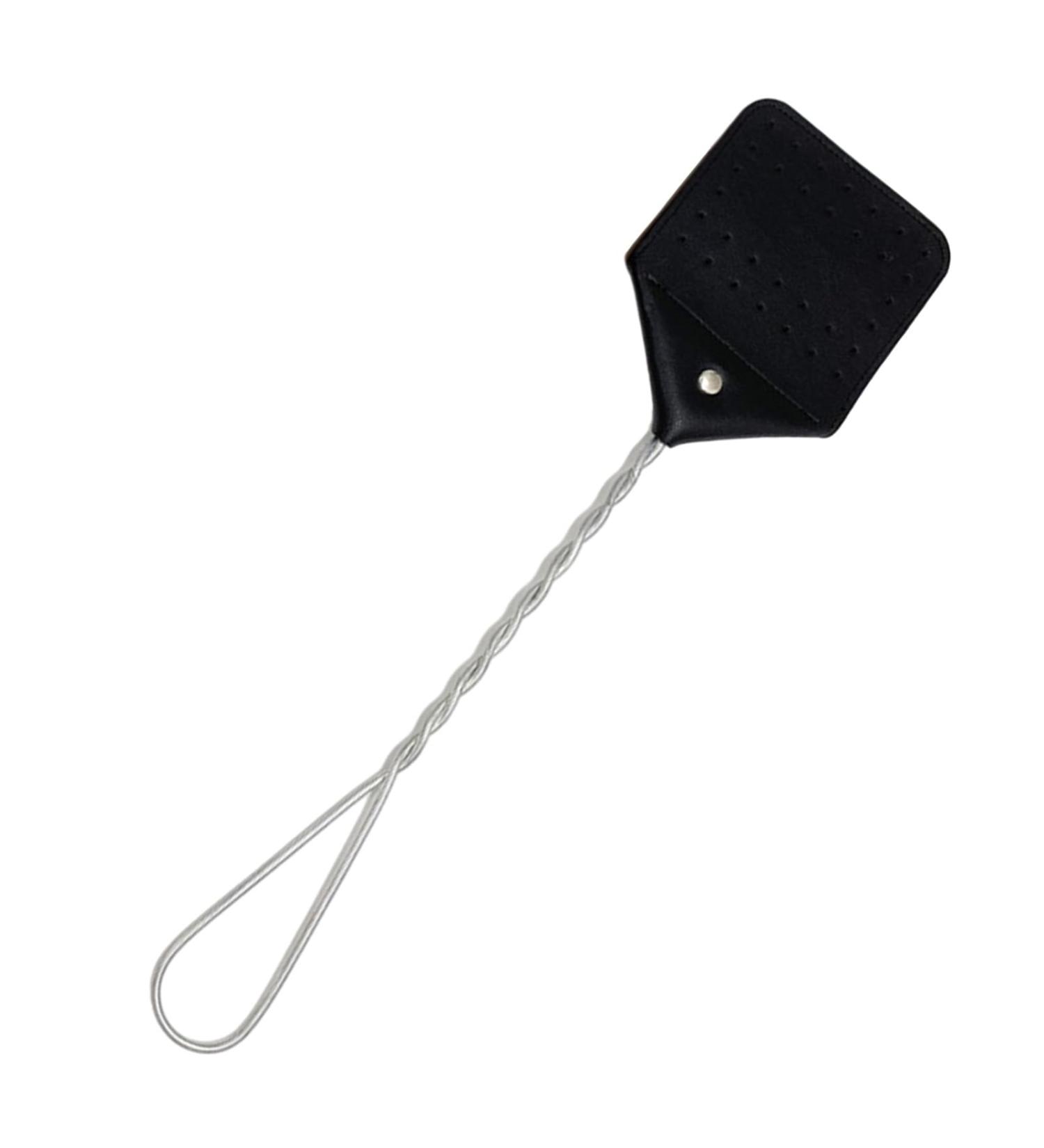 GIFZES Fly Swatter Zapper Faux Leather Fly Swatter Effective Indoor/Outdoor Control for Flies Smooth Surface Great Gift Idea Accessories Black & Silver - Buy Online on GoSupps.com