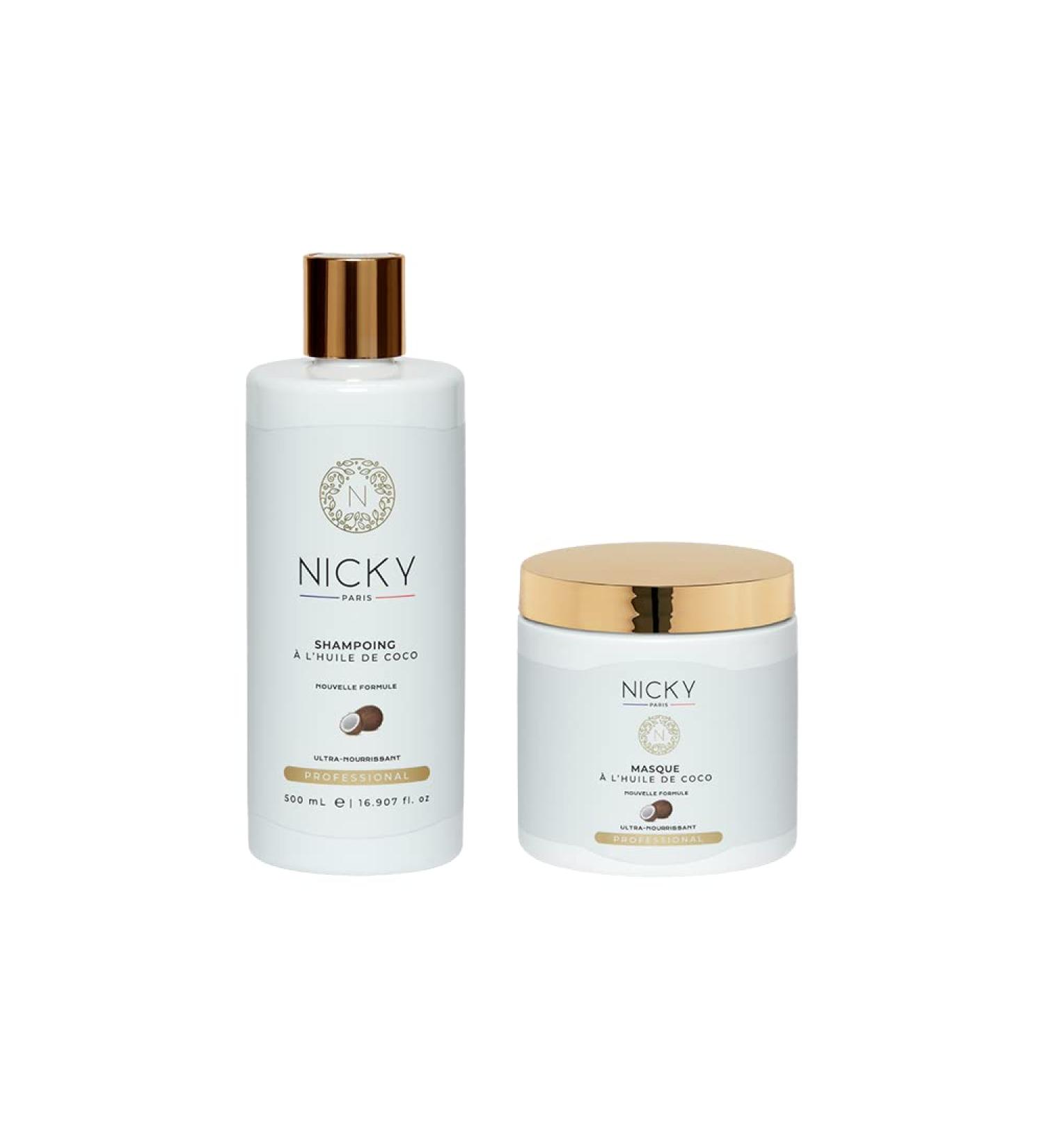 Nicky Paris | Coco Range | Shampoo 500 ml + Hair Mask 500 ml | Nourishes and Revitalizes – Dry and damaged hair