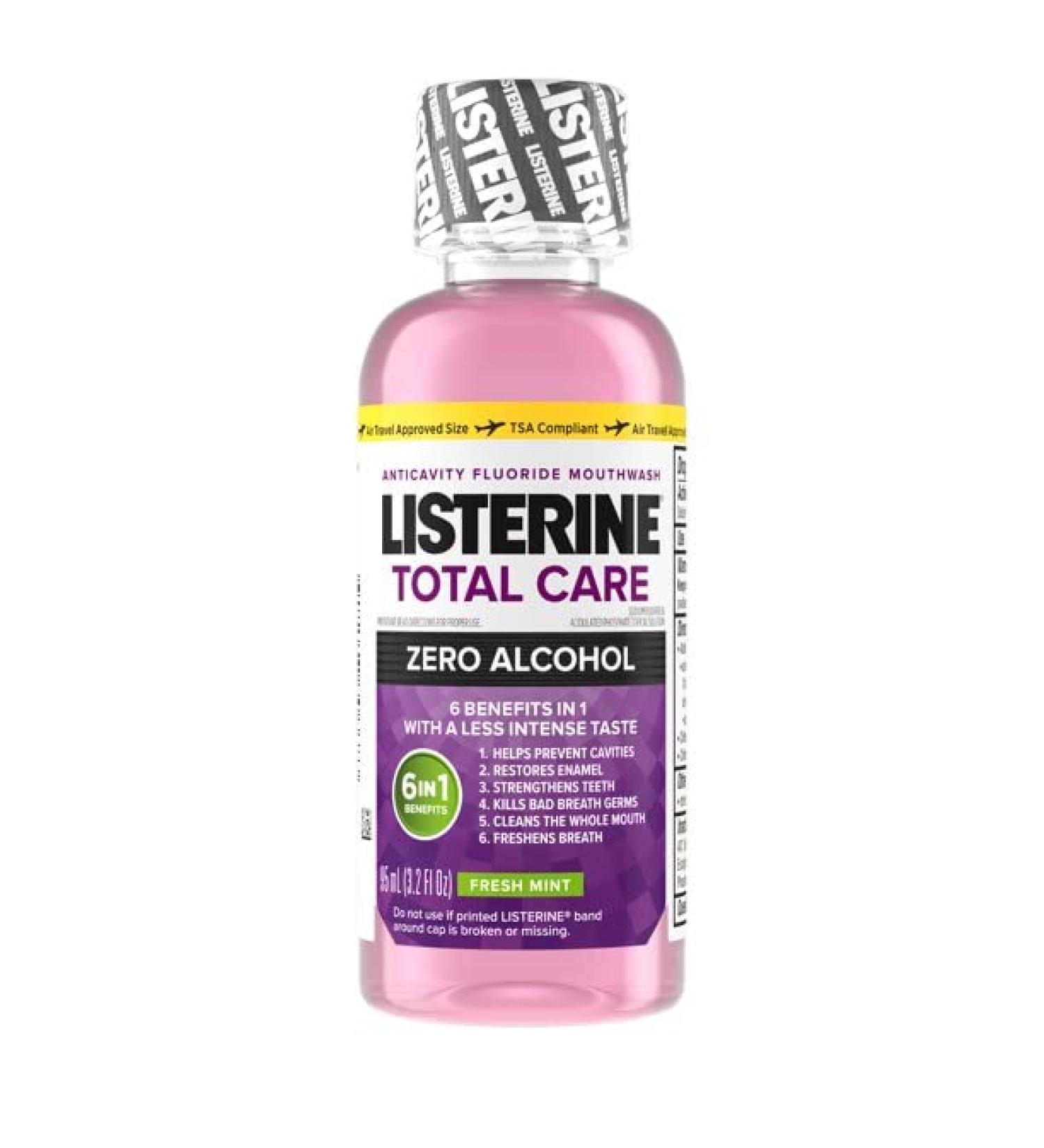 Listerine Total Care Zero Alcohol Mouthrinse Fresh Mint 3.2 Oz Travel Size - Pack of 12 - Buy Online on GoSupps.com