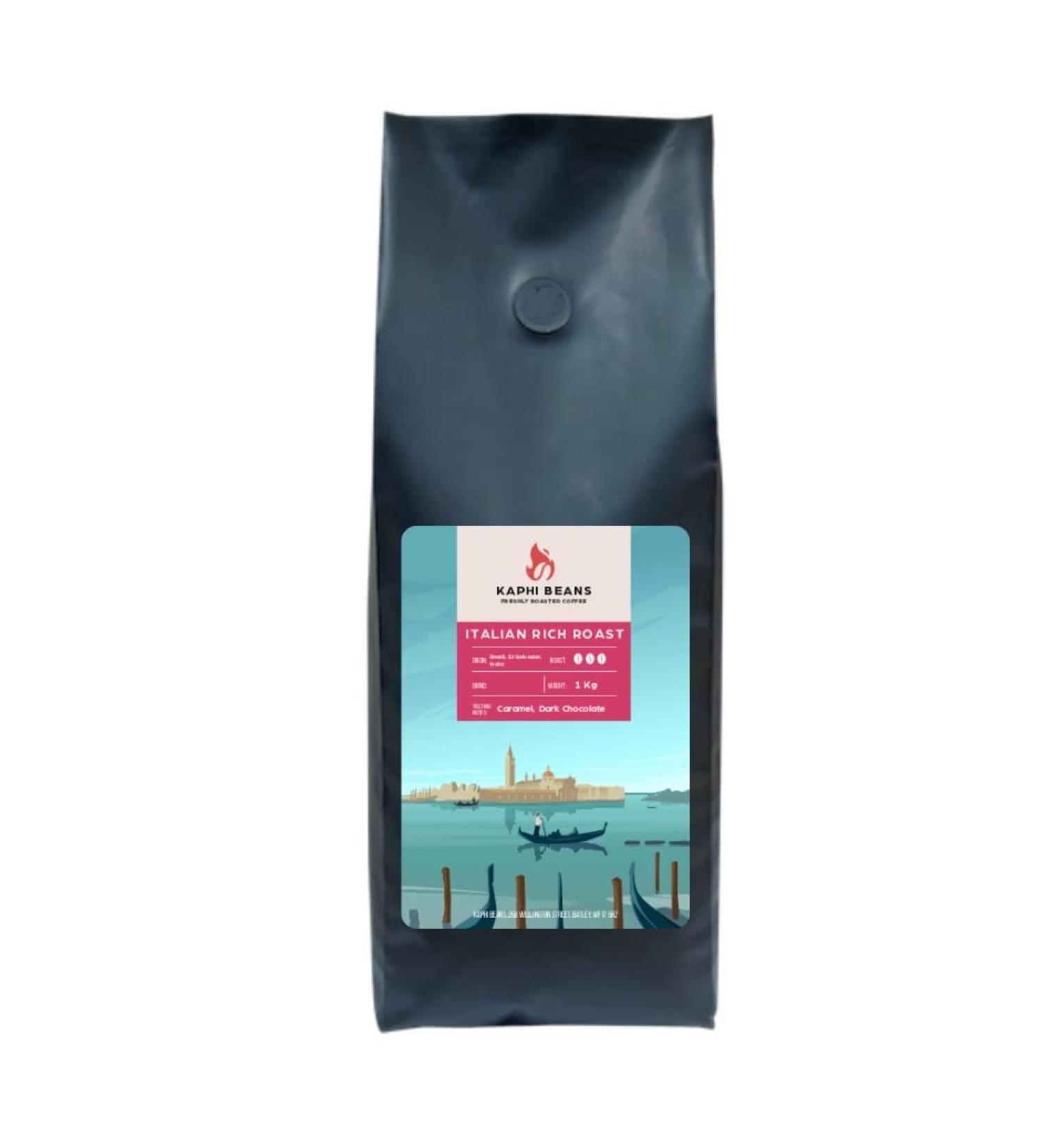 Kaphi Beans Roasted Coffee - Italian Rich Roast - Dark Roast - 100% Arabica Beans - Freshly Roasted Whole Beans (Pack Of 1kg) - Buy Online on GoSupps.com