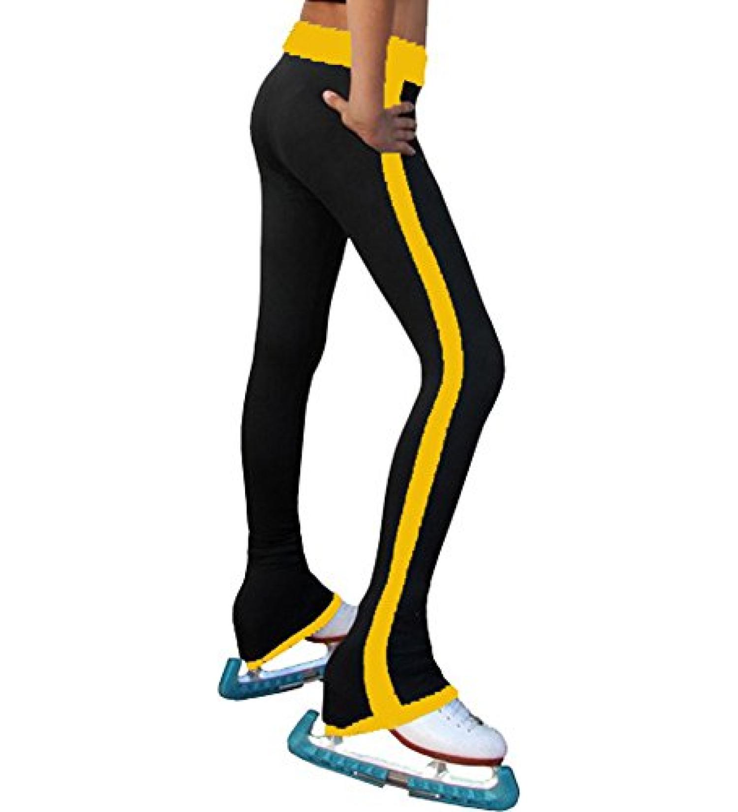 ChloeNoel Figure Skating Side Strip Pants Child P02 Gold 4-5