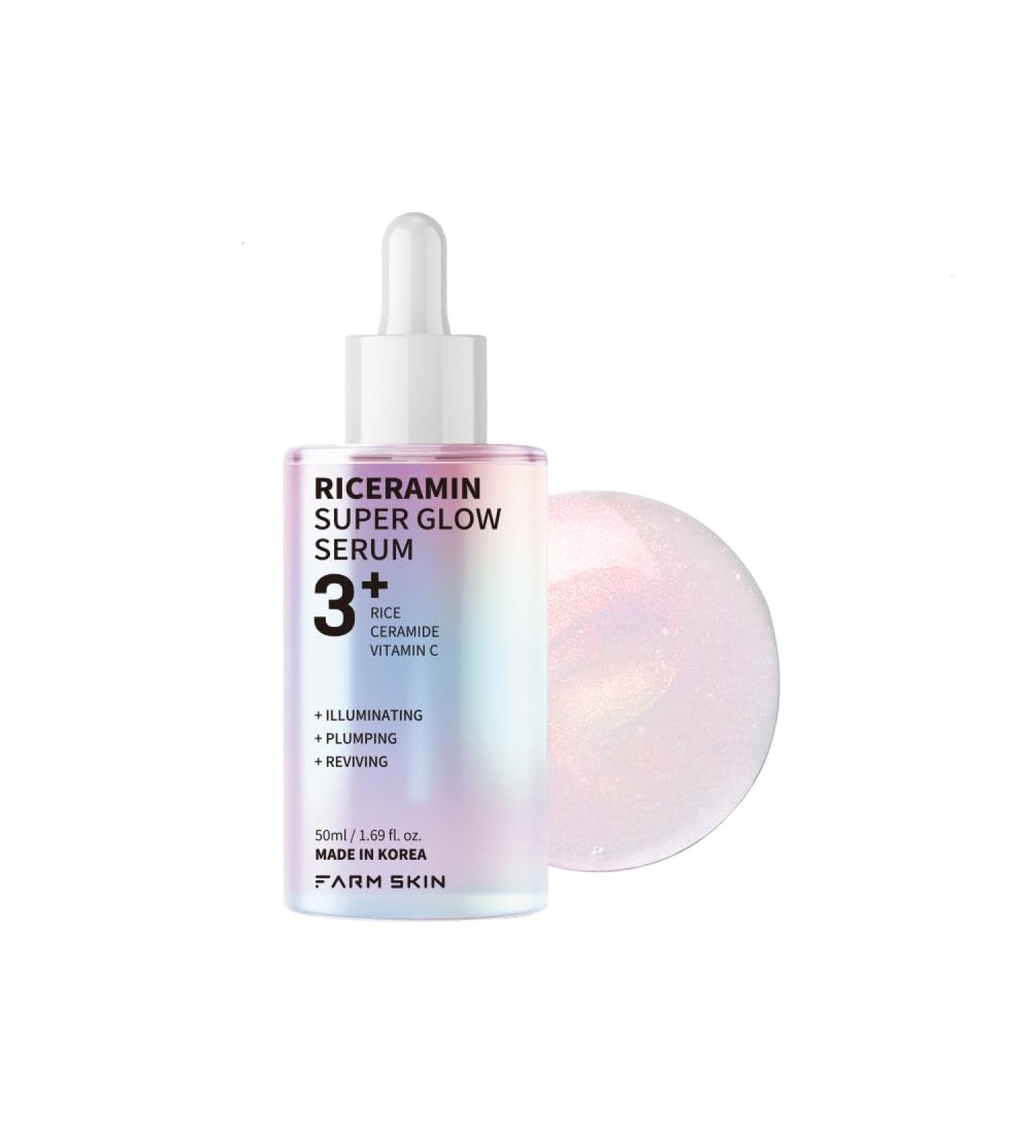 FARMSKIN Riceramin Super Glow Serum - Revitalizing & Moisturizing Makeup Primer Face Serum with 5x Ceramide Rice Extract & Vitamin C - Korean Skin Care for Uneven Skin Tone & Visible Spots 1.69 fl oz - Buy Online on GoSupps.com