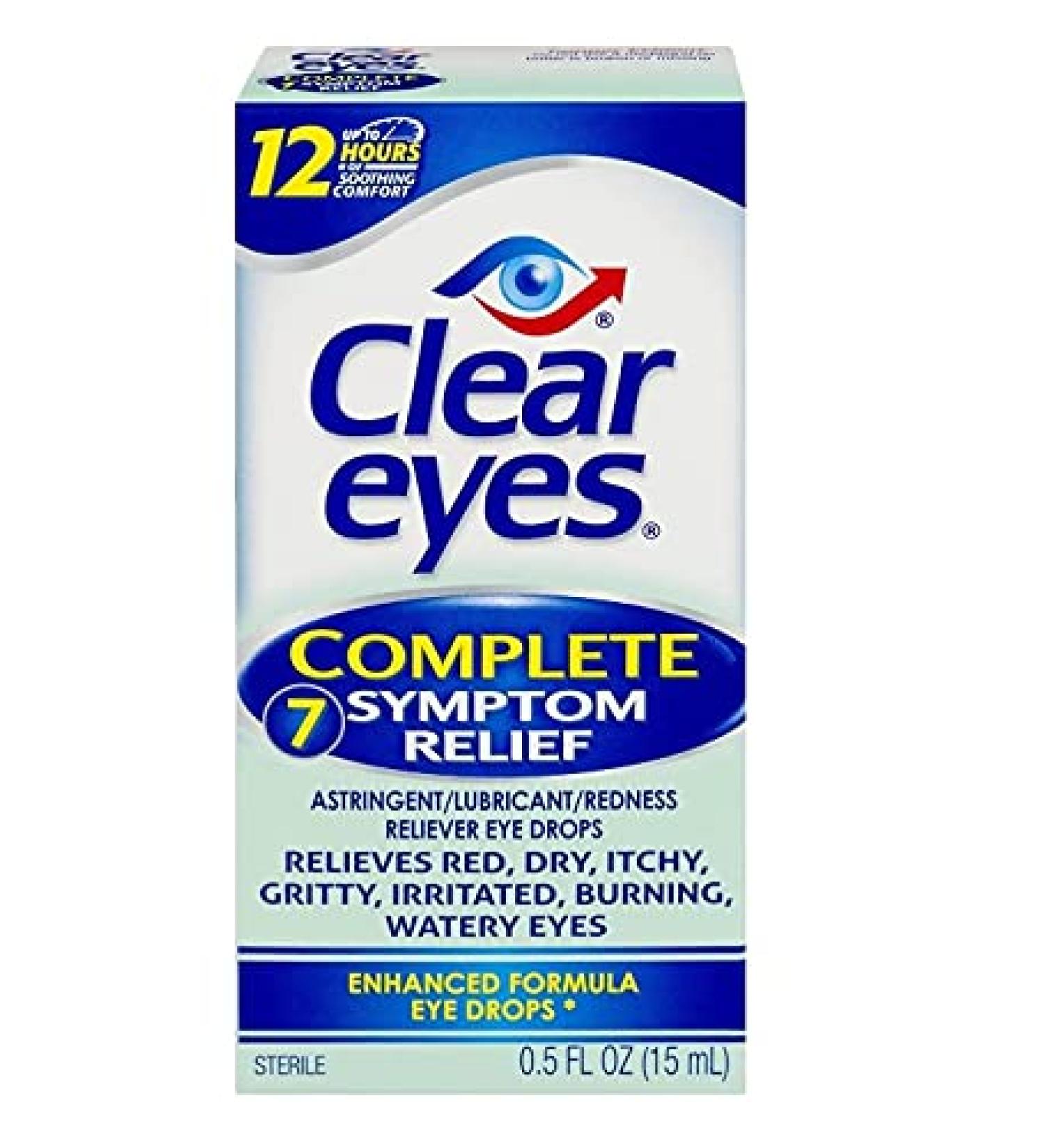Clear Eyes Complete 7 Symptom Relief Eye Drops - Astringent & Lubricant, 0.5 fl oz - Buy Online on GoSupps.com