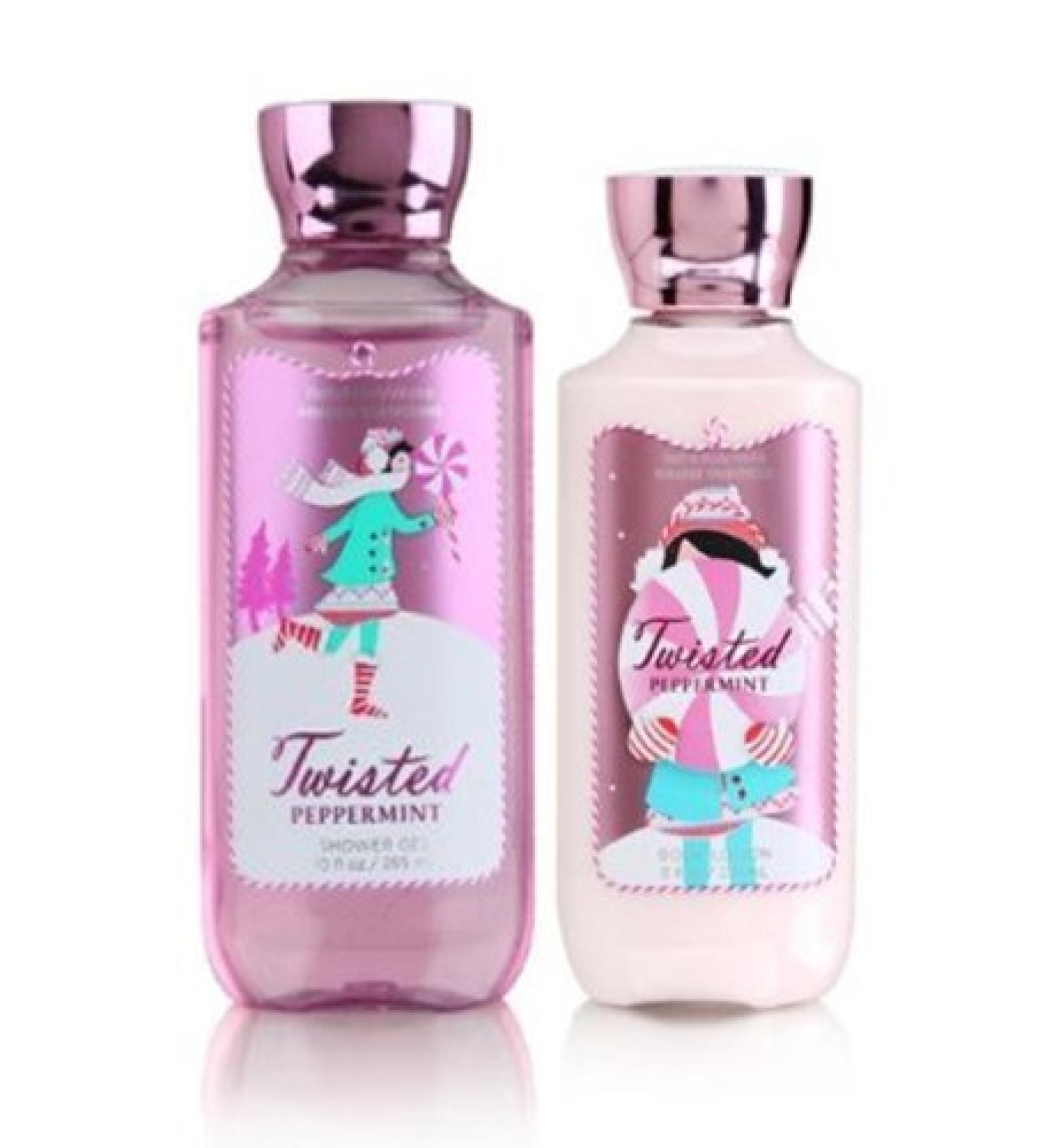 Bath and Body Works Twisted Peppermint Shower Gel (10 fl oz) and Body Lotion (8 fl oz) Signature Collection (Set of 2)