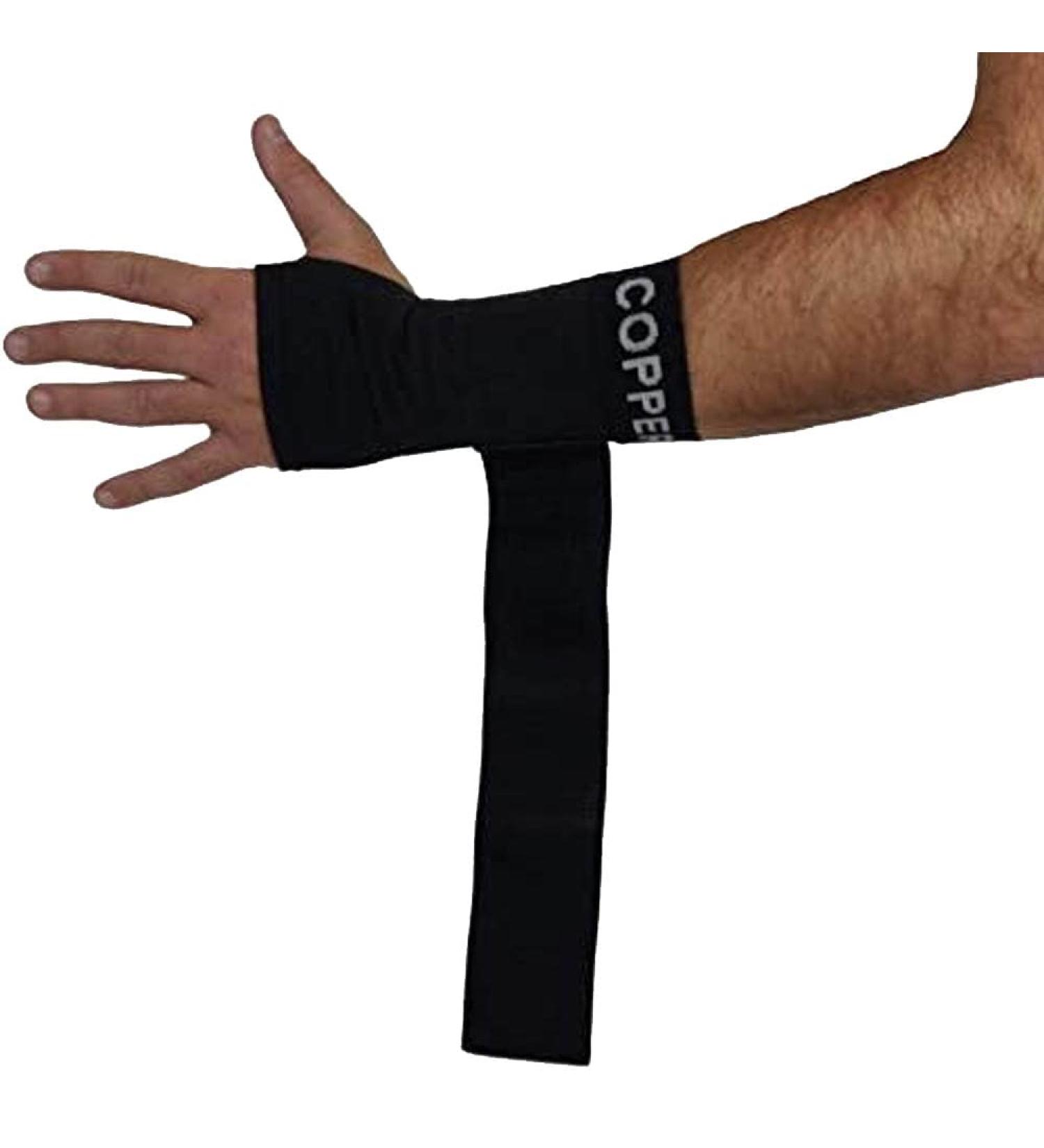 COPPER HEAL Long Wrist Brace - Adjustable Compression Sleeve for Carpal Tunnel Relief - Support for Right & Left Hands - Night Support & Recovery - Black - Buy Online on GoSupps.com