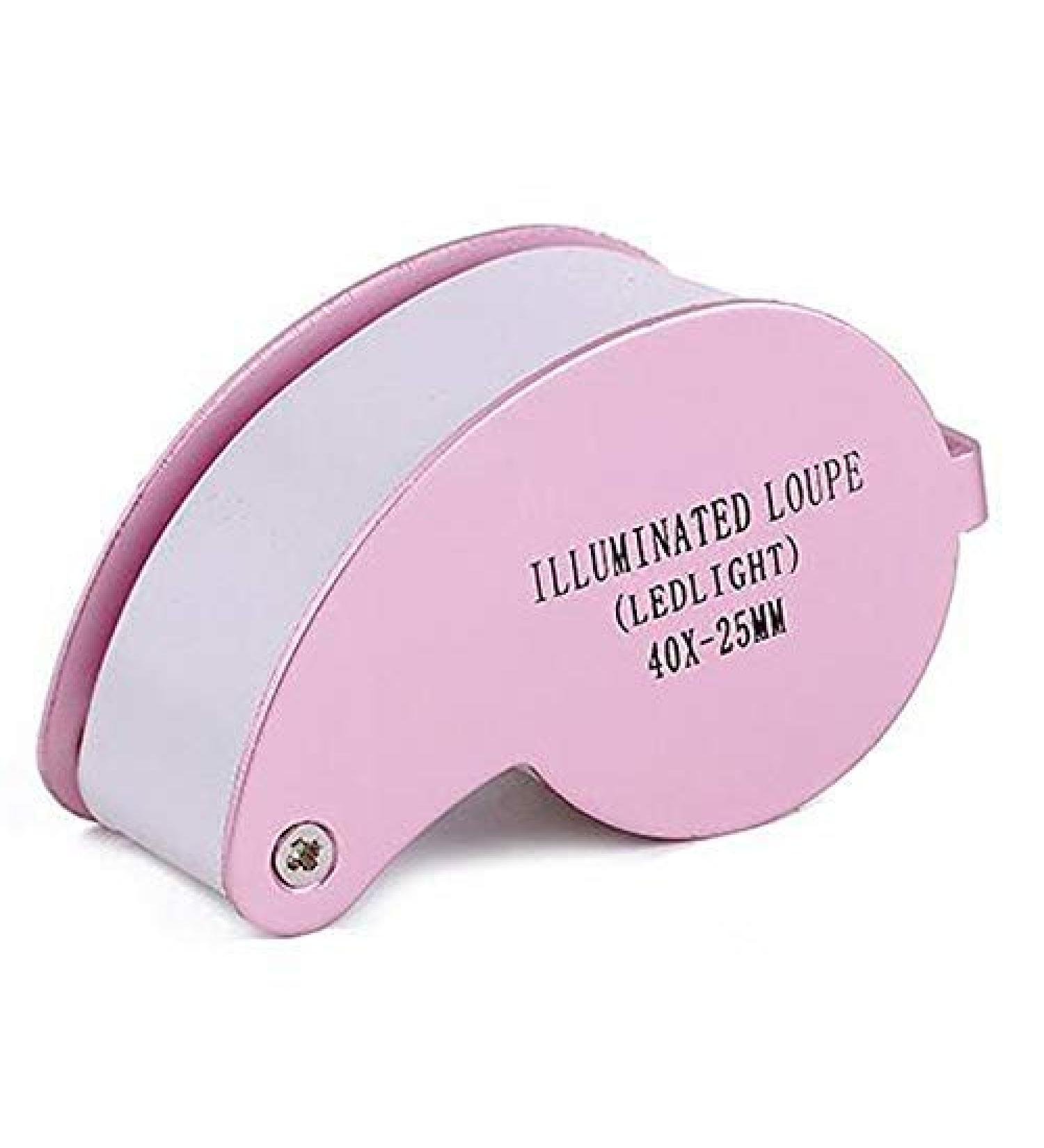 Spacmirrors LED Magnifying Glass 40X Full Metal Jewel Jewel Ring Pocket Folding Glass Jeweler Eye Magnifier