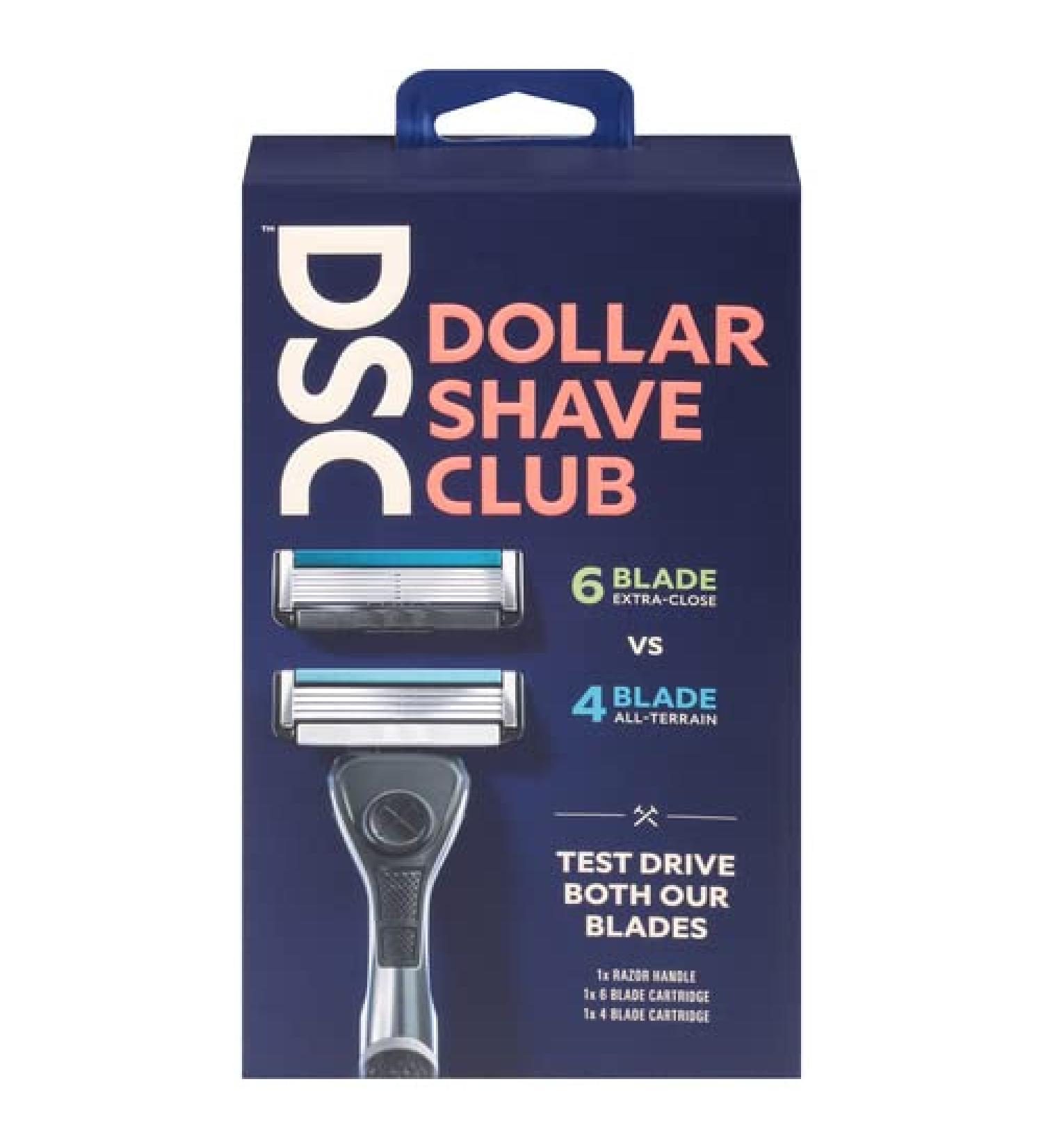Dollar Shave Club Men's Razor Mixed Starter Shaving Kit For a Comfortable and Smooth Shave Includes 1 Handle, 4-Blade Cartridge, and 6-Blade Cartridge Shaving Kit for Men 3 Count Mixed Starter Set