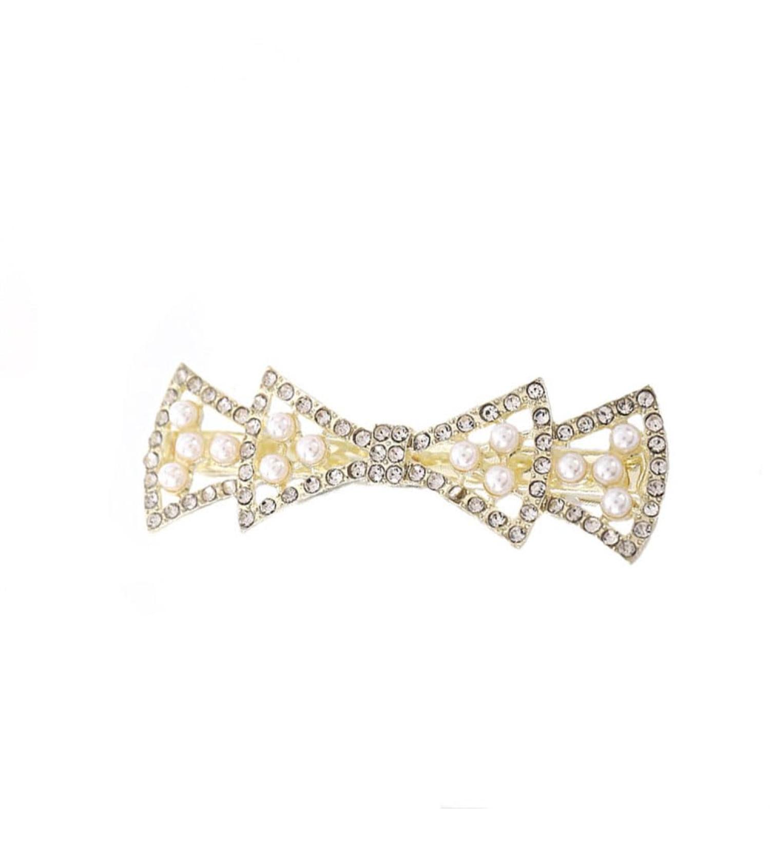 Pearl Bow Hairpin Headdress Crystal Double Bow Tie Hair Pin Alligator Clip Ponytail Clip Pearl Bow Hair Clips Bow Pearls Hairpin Non-Slip Duckbill Clip Hair Barrettes Accessories Girls and Women - Buy Online on GoSupps.com