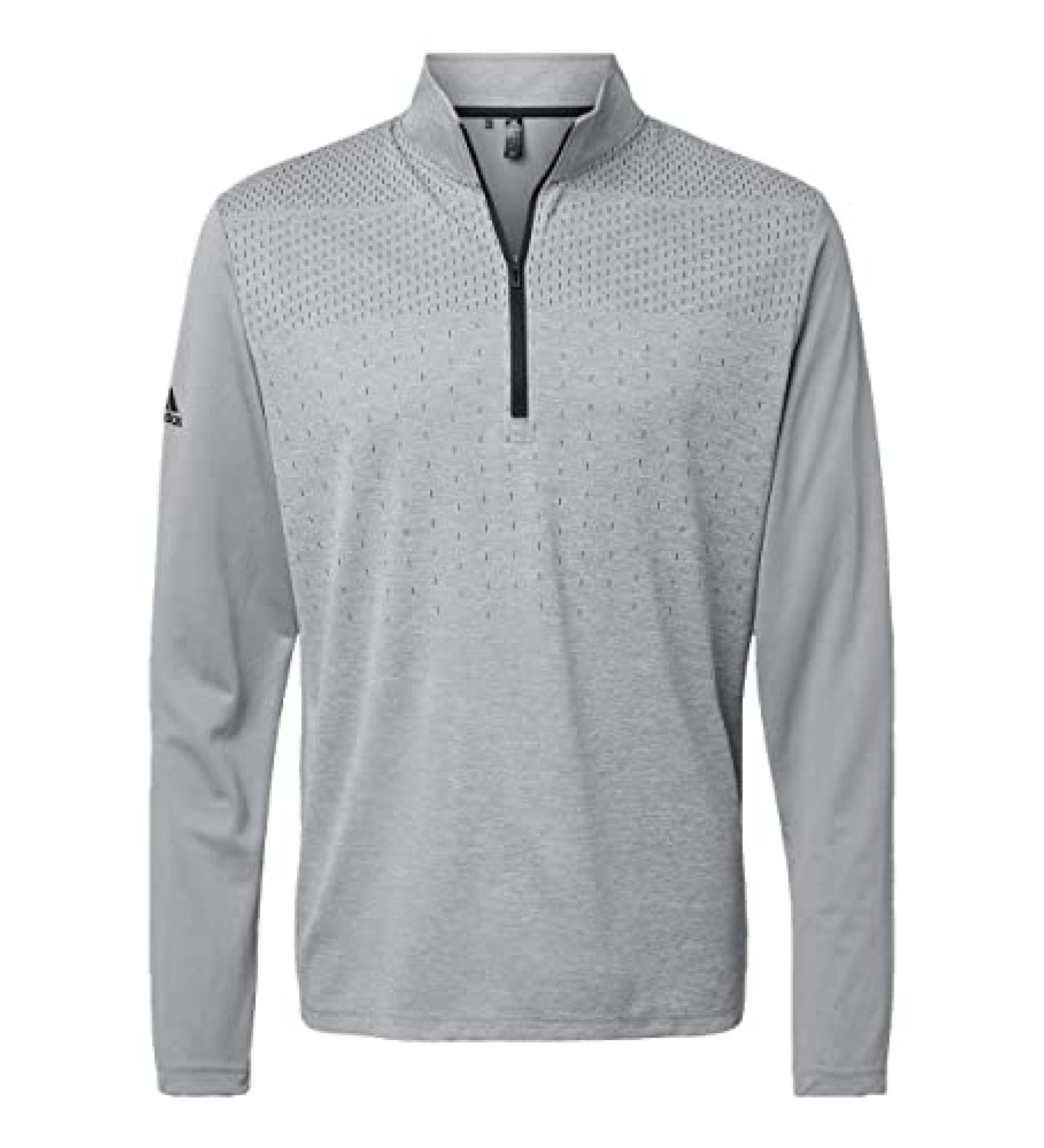 adidas Men's Heather Block Print Quarter-Zip Pullover - Large Grey Three Melange - Buy Online on GoSupps.com