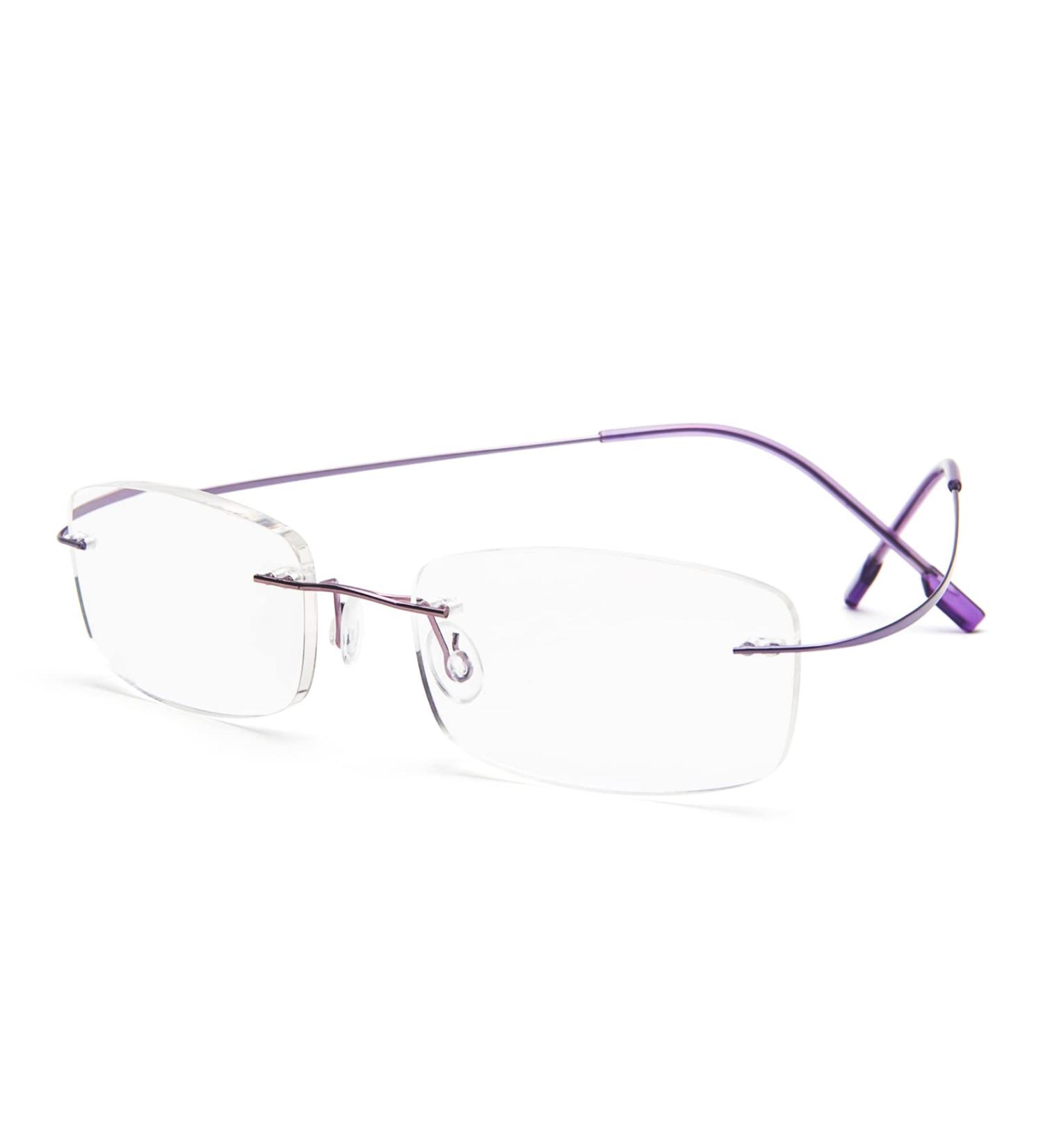 Rimless Titanium Reading Glasses +3.0 - Super Light for Men & Women - Stylish Purple Reading Aid - Buy Online on GoSupps.com