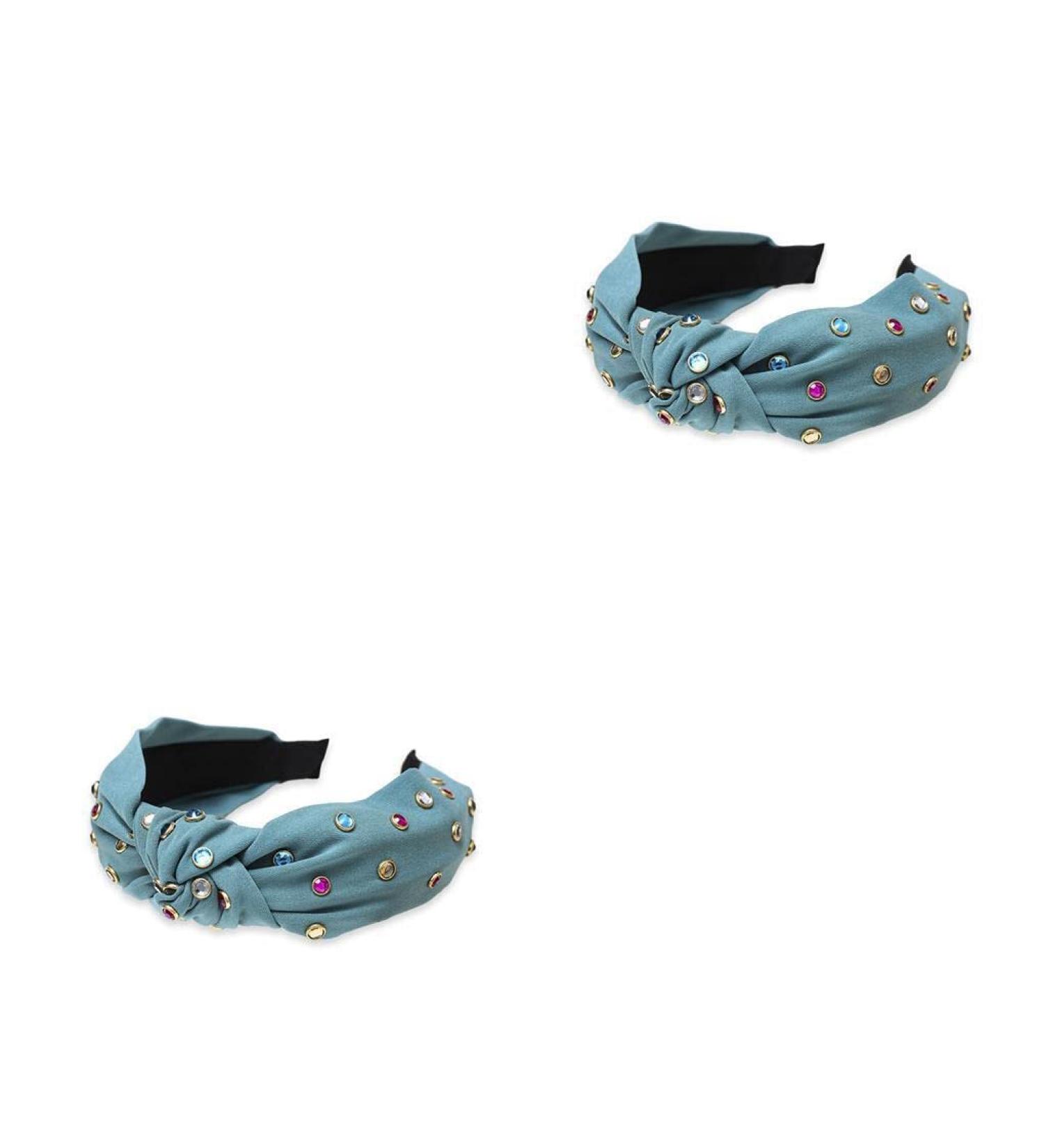CLSSLVVBN 2 Set of Fashion Hair Bands Hoop Twist Knot Headband with Rhinestones Colorful Wide Flexible Headbands for Women Girls Dark Green Dark Green 2Set - Buy Online on GoSupps.com