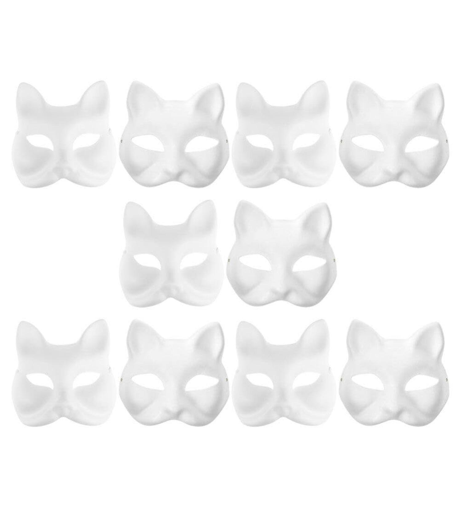 Buy Cabilock 10 Pack Cat Masks - White Paper Fox Half-Face Masks for DIY Cosplay Costume Props - International Shipping Available - Buy Online on GoSupps.com