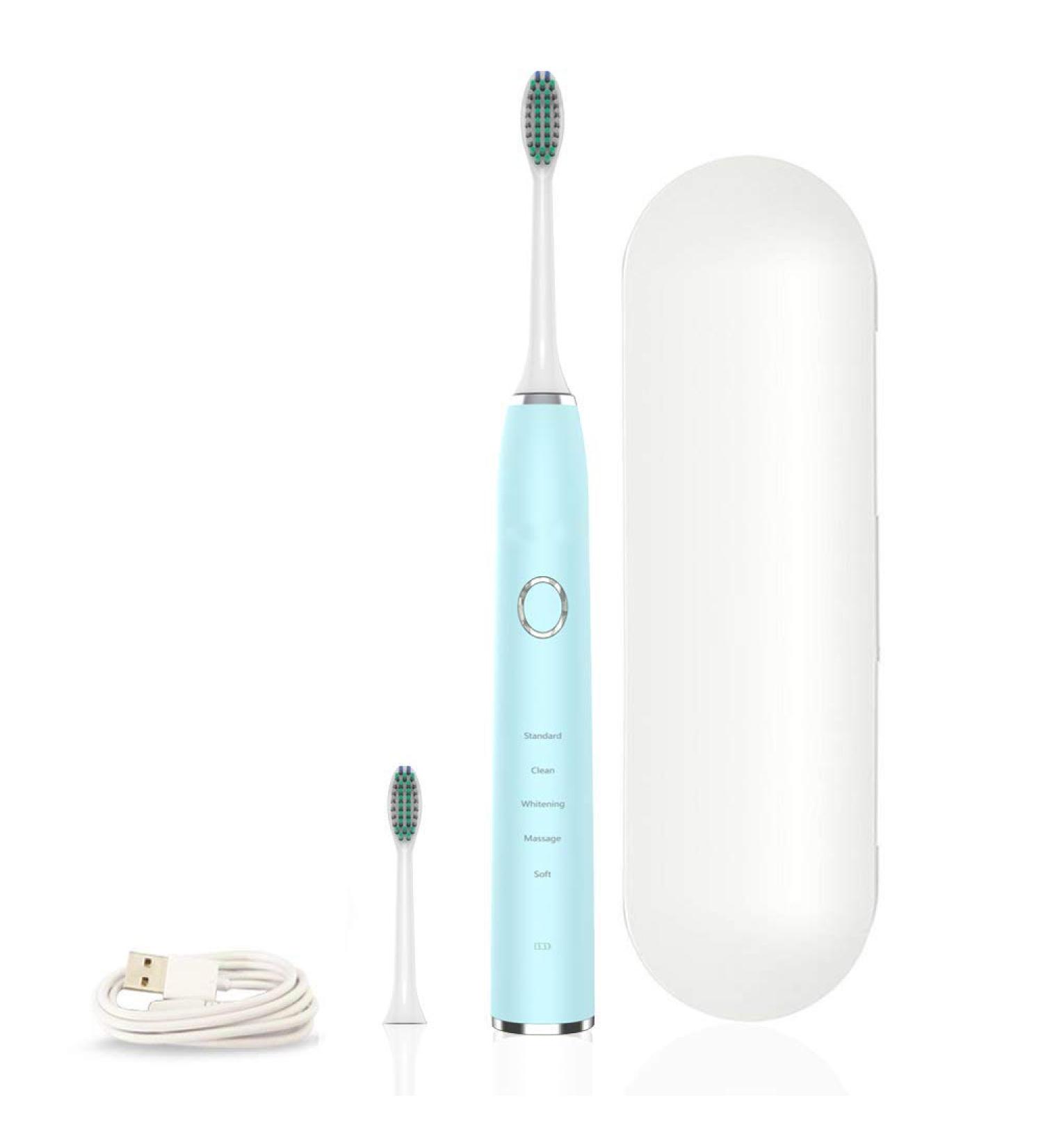 WISSBLUE Electric Toothbrush - USB Rechargeable Sonic Toothbrush Travel Set with Smart Timer, Deep Clean & 5 Modes - Sky Blue - Buy Online on GoSupps.com