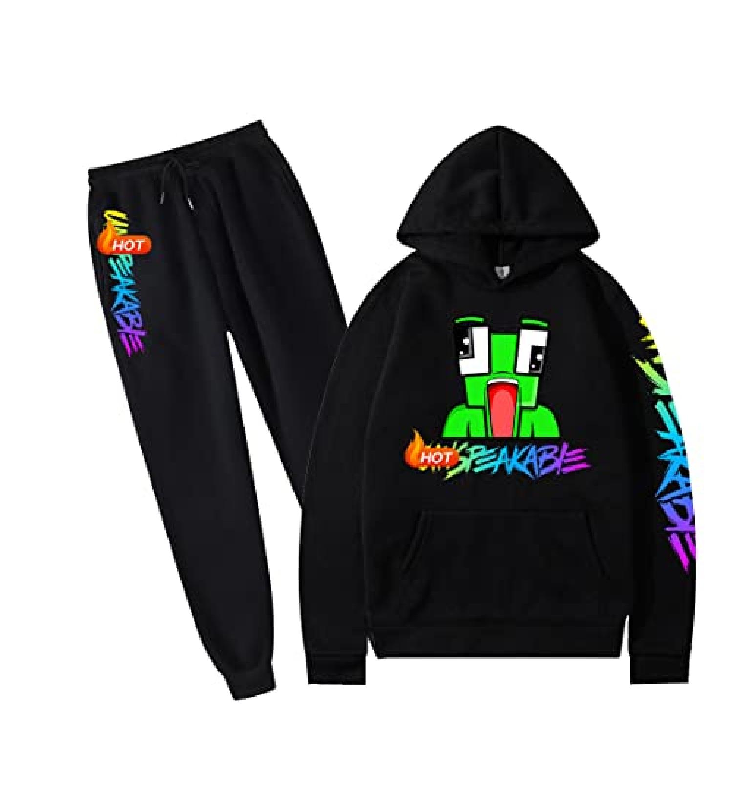 Solmlgo Kids Hoodie Tracksuit Set | Boys & Girls Red Game Hoodie Suit | Sweatpants Included | Large Black | Ages 5-12 - Buy Online on GoSupps.com