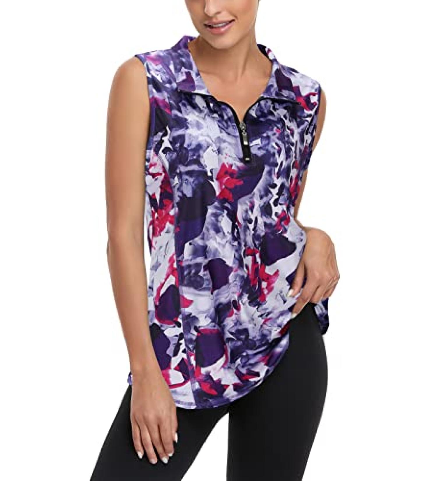 Viracy Women's Sleeveless Golf Workout Tank Top - Quick Dry Athletic Polo Shirt (XL, A-tie Dye) - Buy Online on GoSupps.com