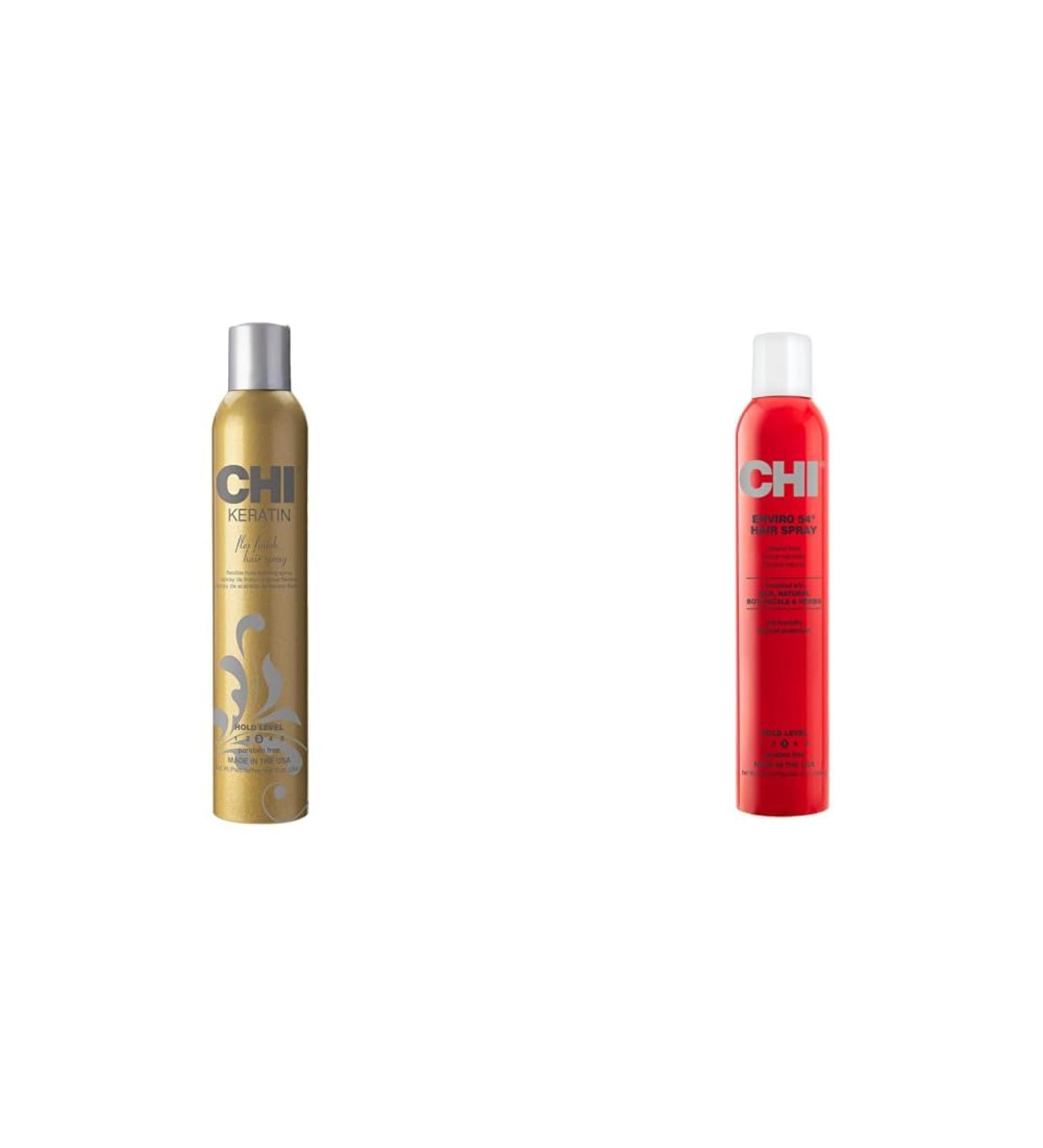 CHI Keratin Flex Finish & Enviro Natural Hold Hair Sprays 10 oz Each - Buy Online on GoSupps.com