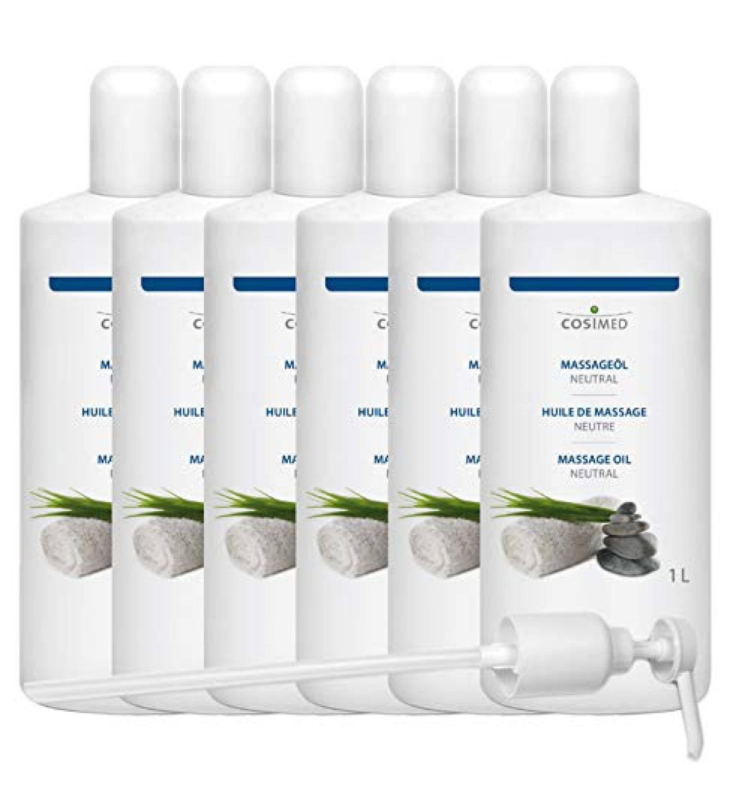 CosiMed massage oil neutral bundle 6 x 1 litre bottle with dosing pump