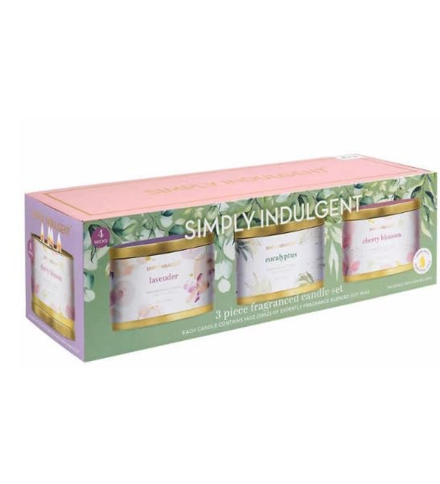 3 Piece Essential Oils Soy Wax Candle Set - Eucalyptus Cherry Blossom & Lavender | 14 oz Tin Vessels | International Shipping - Buy Online on GoSupps.com
