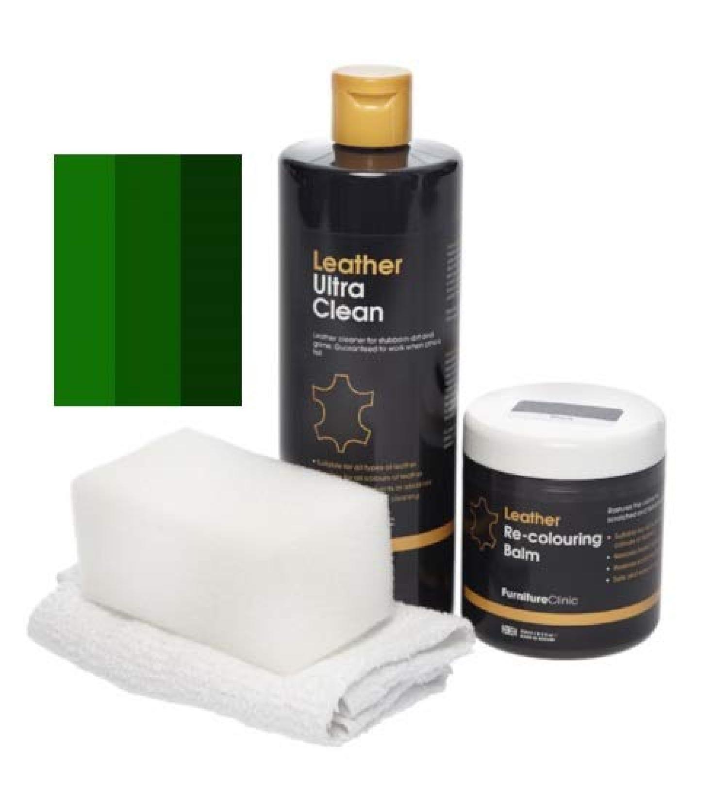 Furniture Clinic Easy Leather Restoration Set - Leather Cleaner & Color Balm for Car Seats Sofas Clothing & Shoes (Dark Green) - Restore Scratches & Renew Leather - Buy Online on GoSupps.com