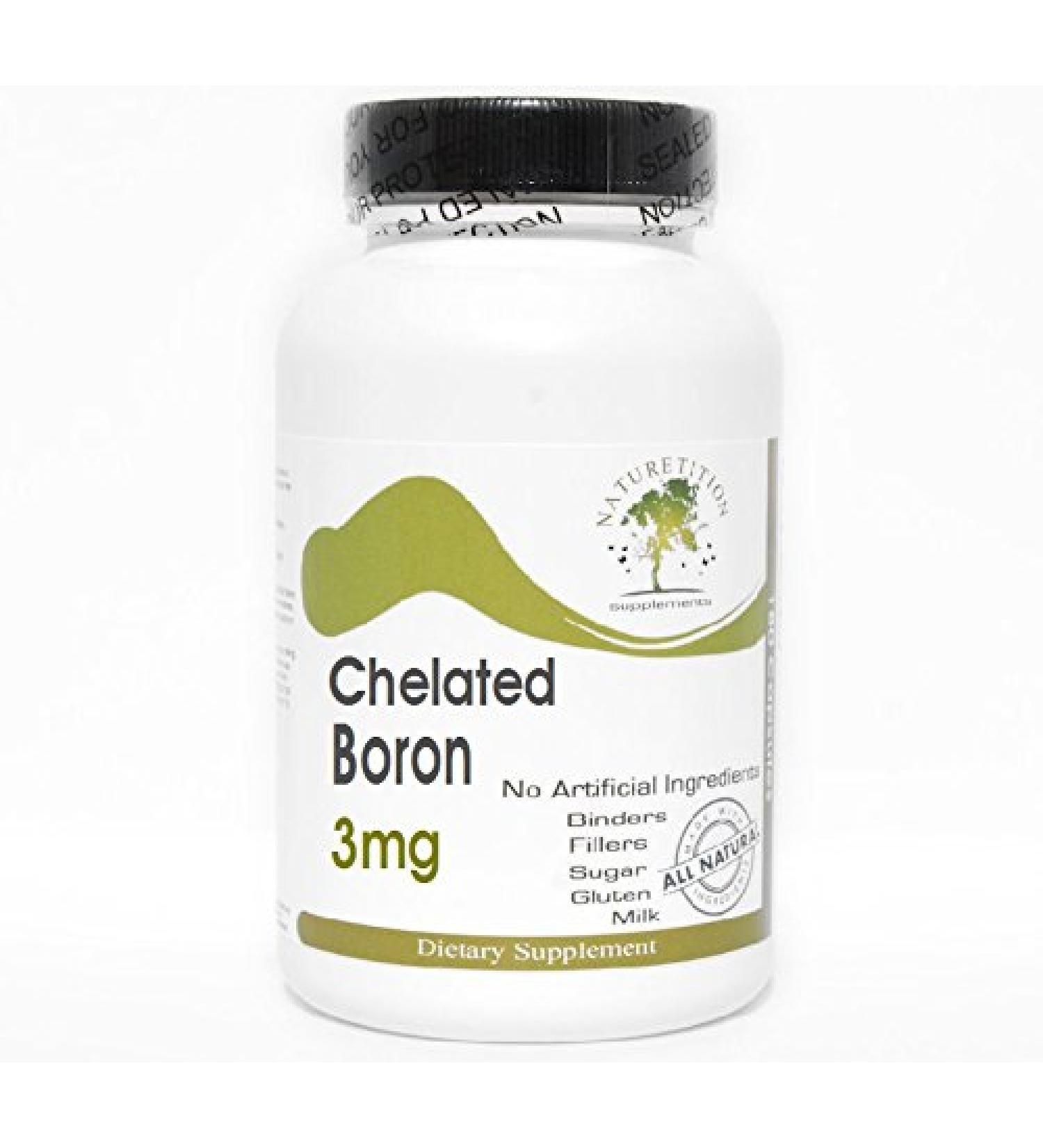 Chelated Boron 3mg 100 Capsules - No Additives Naturetition Supplements